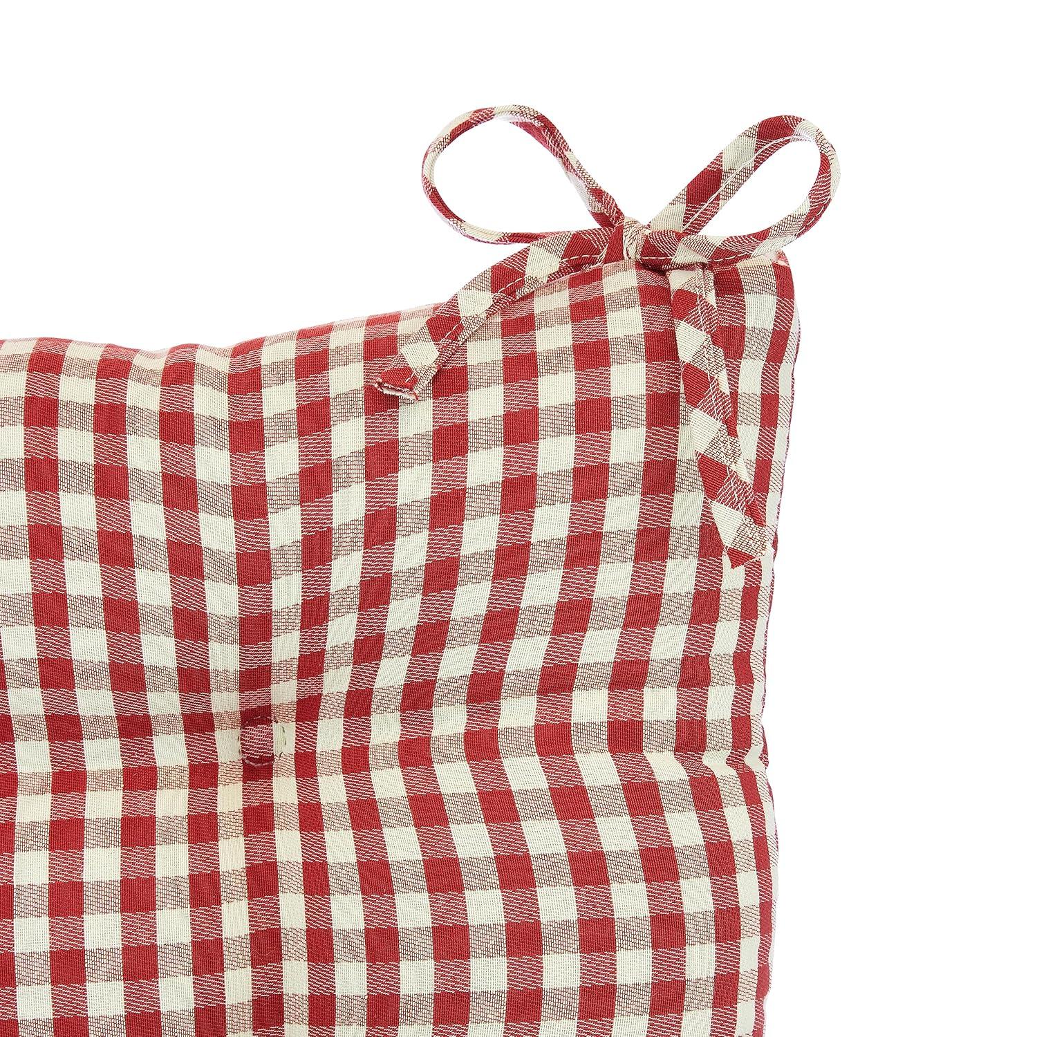 Klear Vu The Gripper Non-Slip Rocking Chair Cushion Thick, includes Seat Pad & Back Pillow with Ties for Indoor Living Room Rocker, 17x17 Inches, 2 Piece Set, Gingham Red