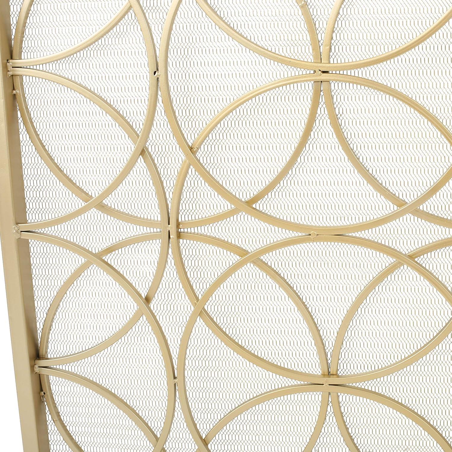 Gold Iron Single Panel Mesh Fireplace Screen