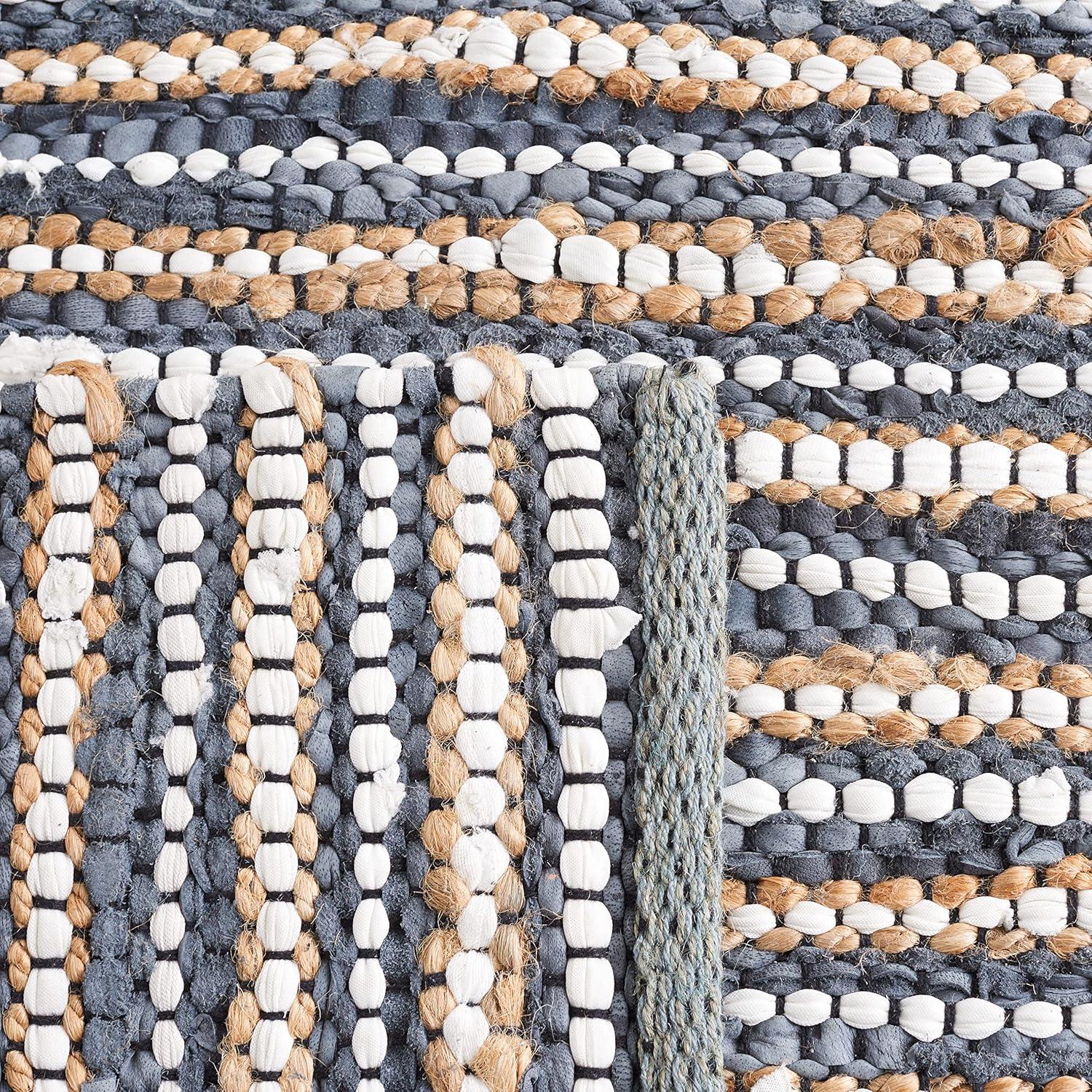 Vintage Leather VTL205 Hand Woven Area Rug - Dark Grey/Ivory - 3'x5' - Safavieh.