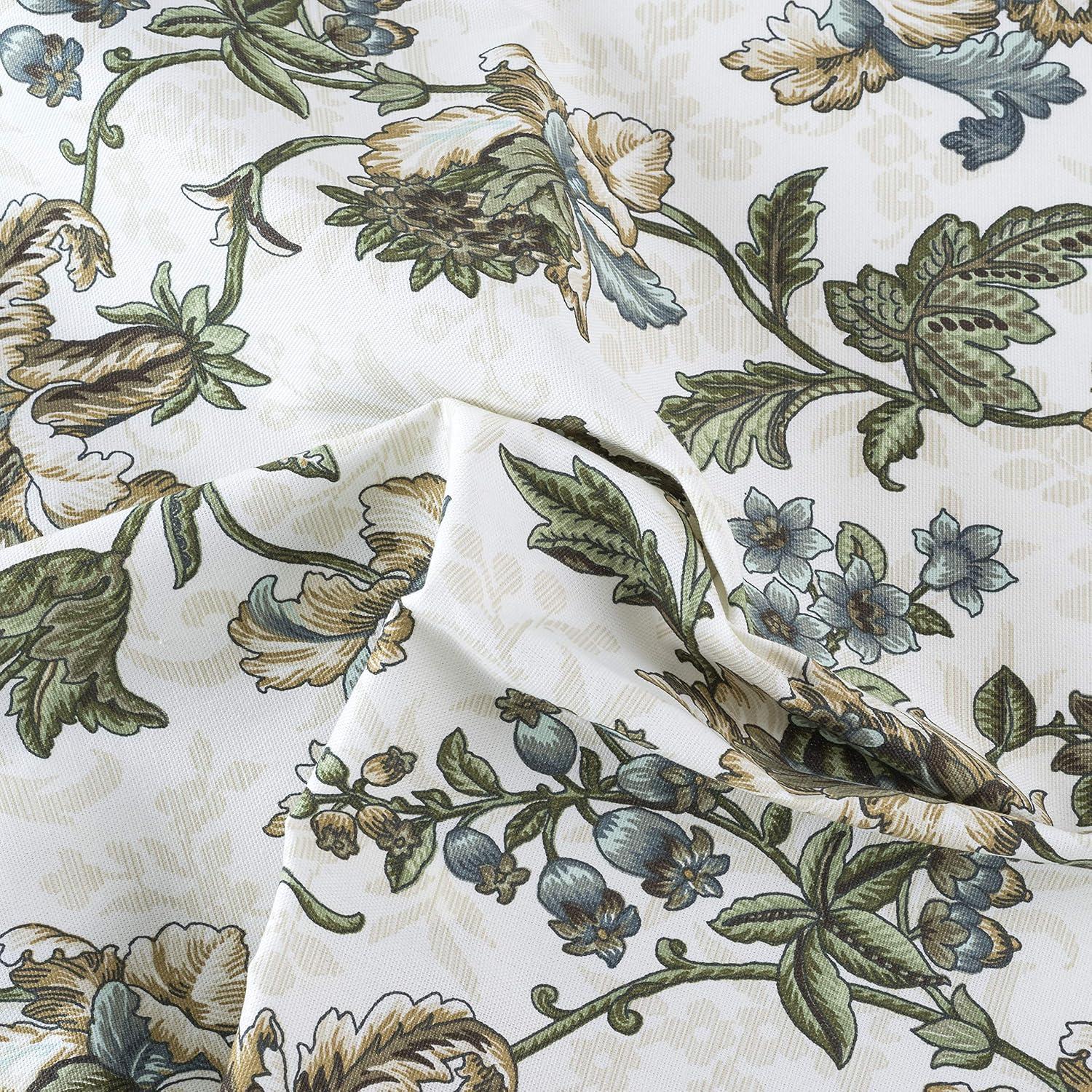 Ellis Curtain Madison Floral Design Printed Natural Ground 1.5" Rod Pocket Tailored Valance 58" x 15" Blue