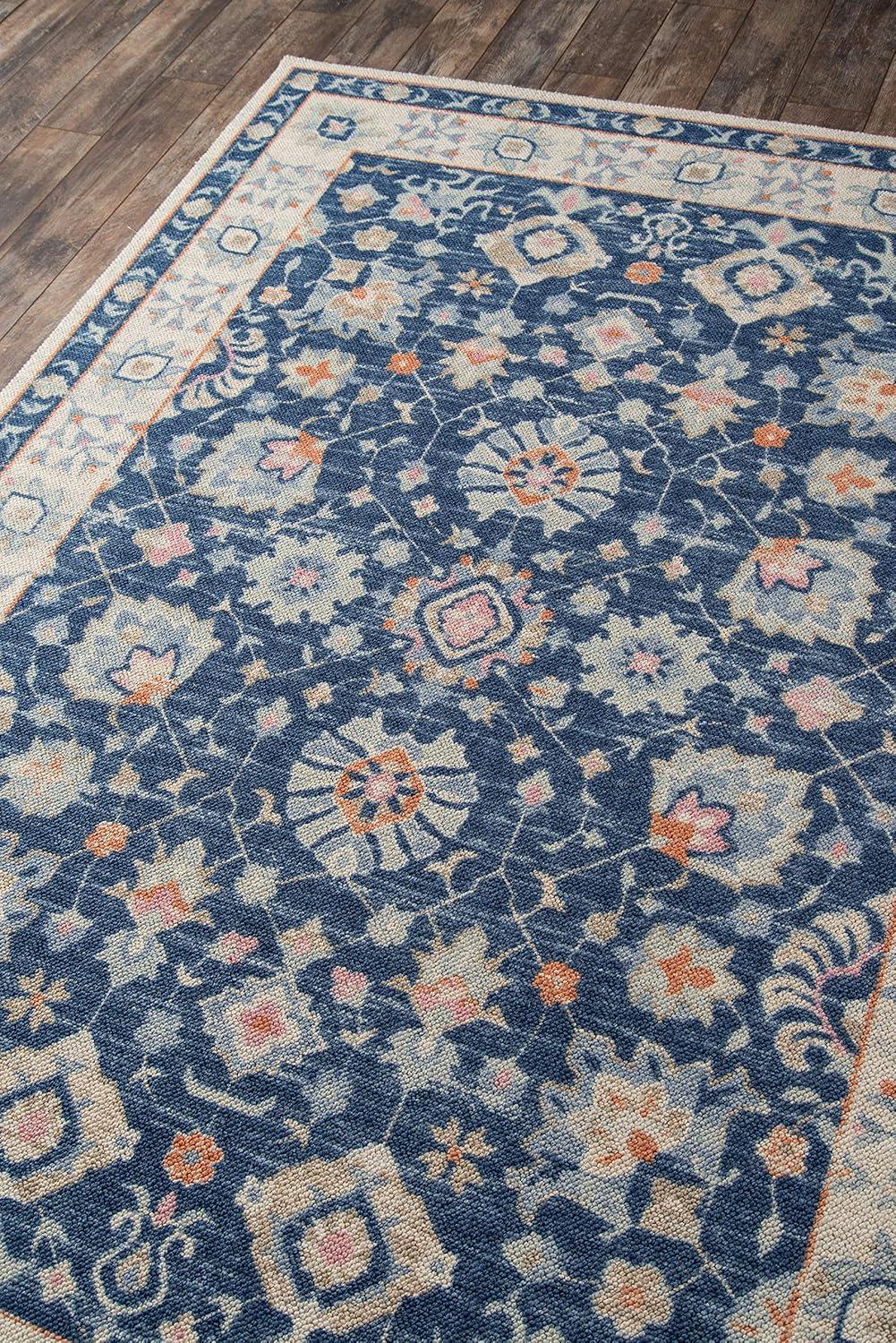 Momeni 5'3"x7'6" Anatolia Mae Medallion Machine Loomed Area Rug Navy Blue: Wool & Nylon, Low Pile, Indoor Use