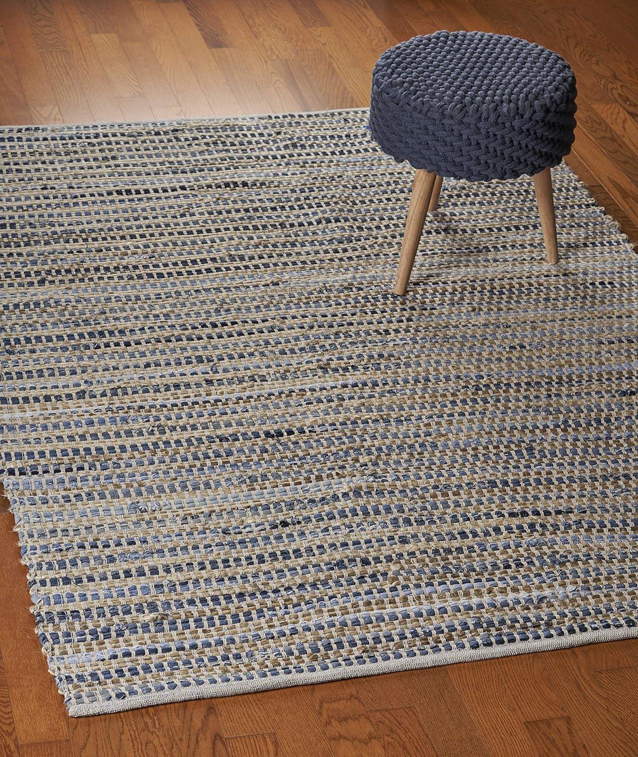 LR Home Vogue Hand Woven Area Rug, Denim Blue / Cream, 5 ft. x 7 ft.