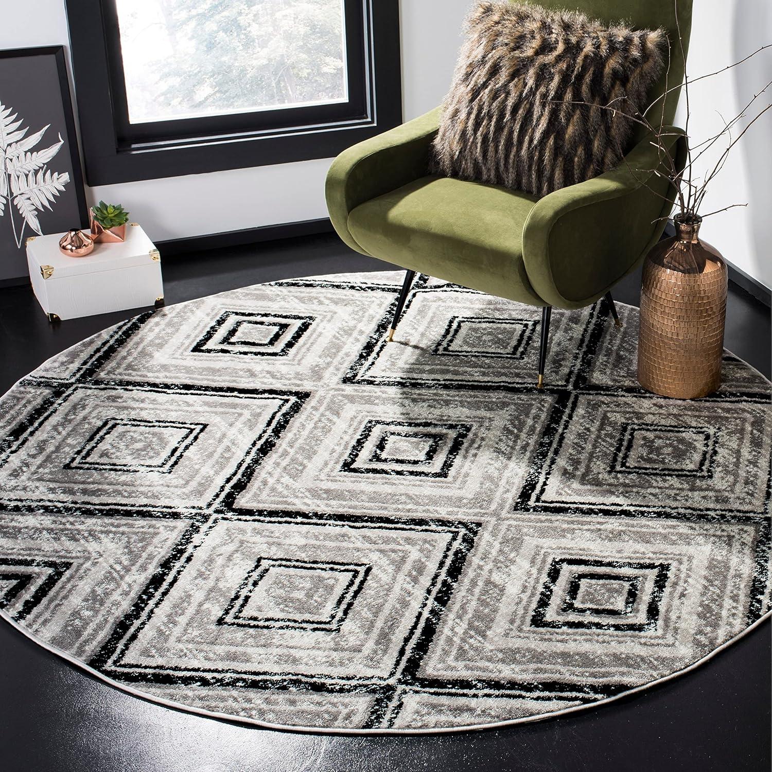 Skyler Geometric Silver Synthetic 9' x 12' Area Rug