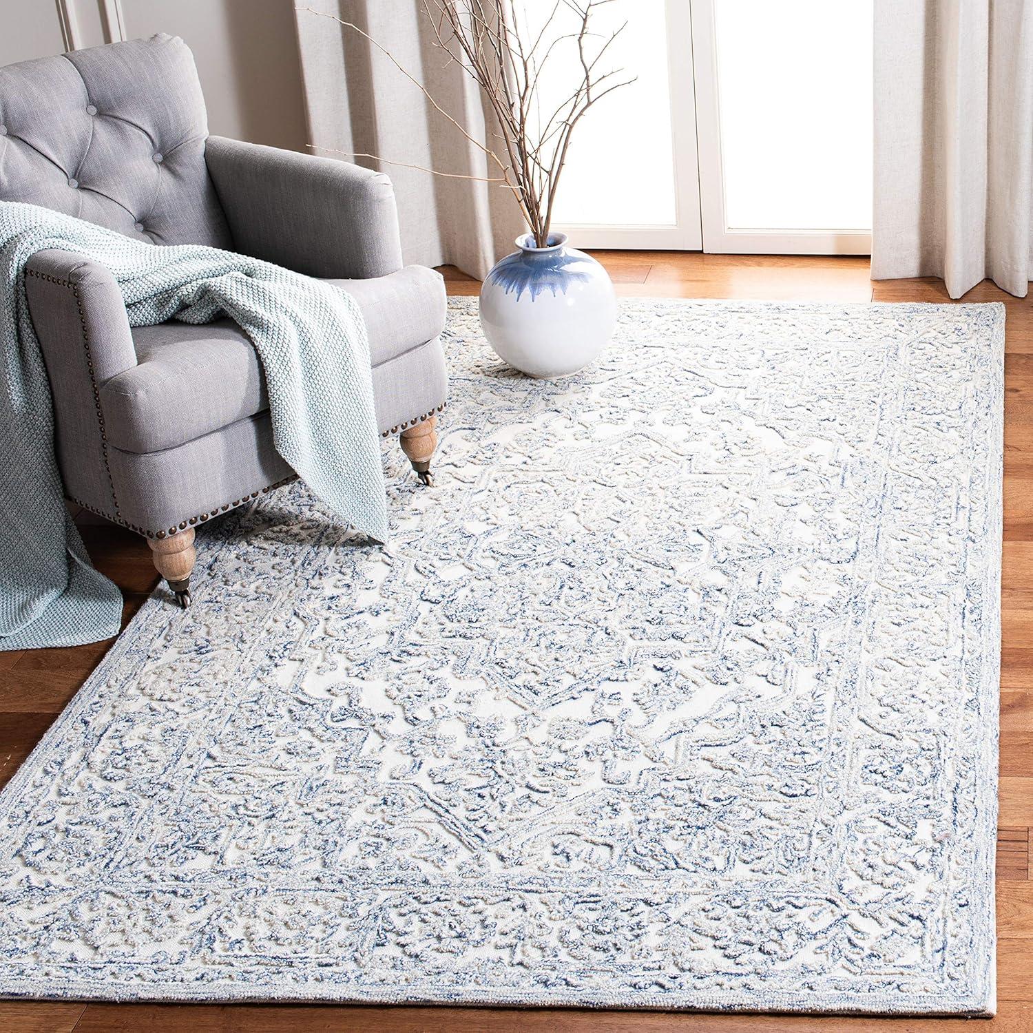 Trace TRC302 Hand Tufted Area Rug - Ivory/Blue - 5'x8' - Safavieh.