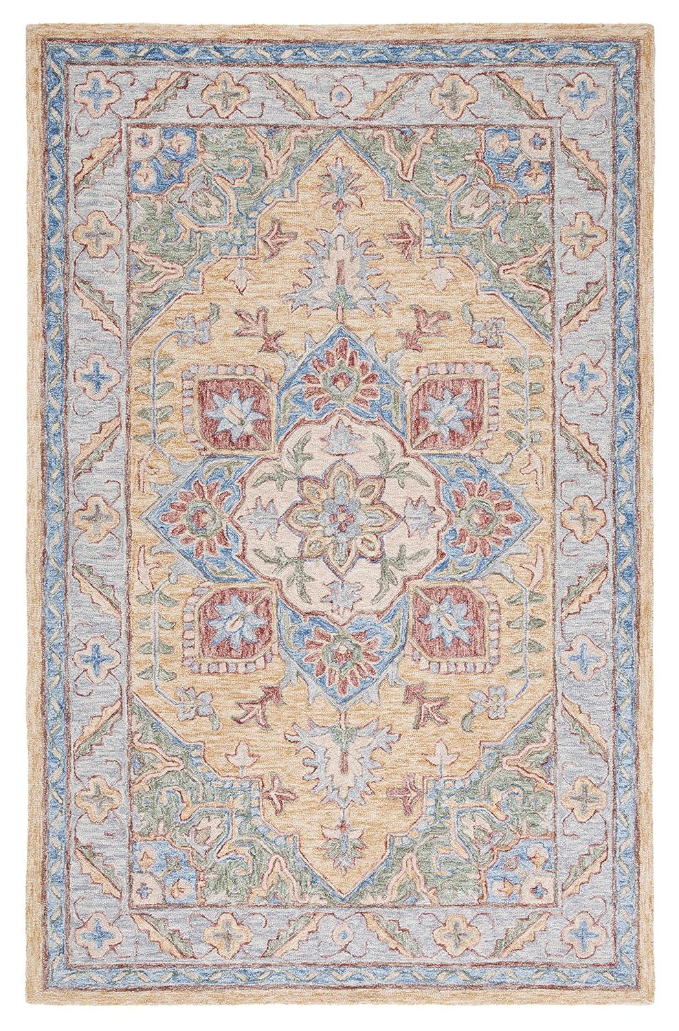 Metro MET352 Hand Tufted Indoor Accent Rug - Yellow/Rust - 3'x5' - Safavieh