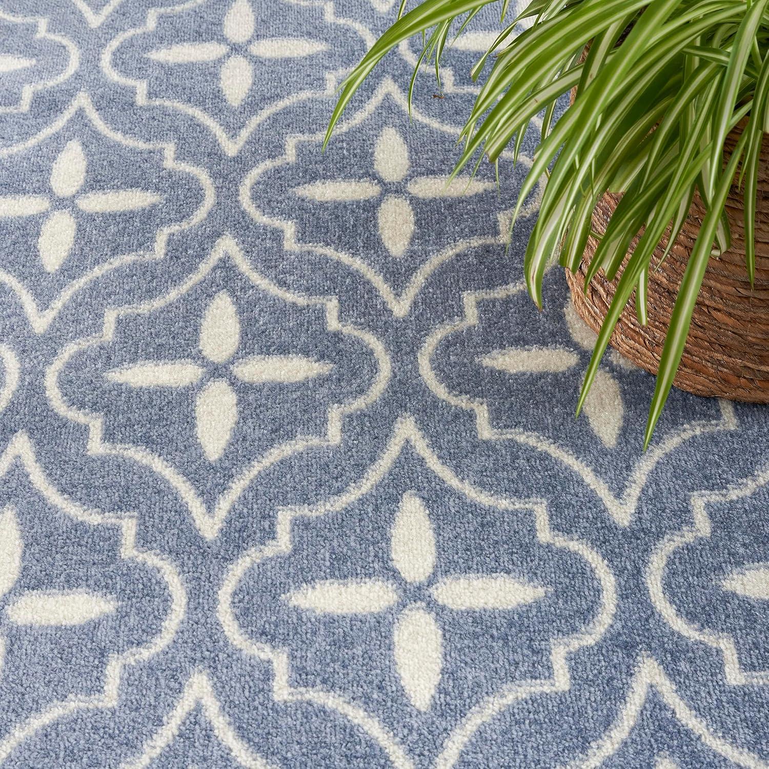 Nourison Essentials Blue/Ivory Indoor/Outdoor Area Rug