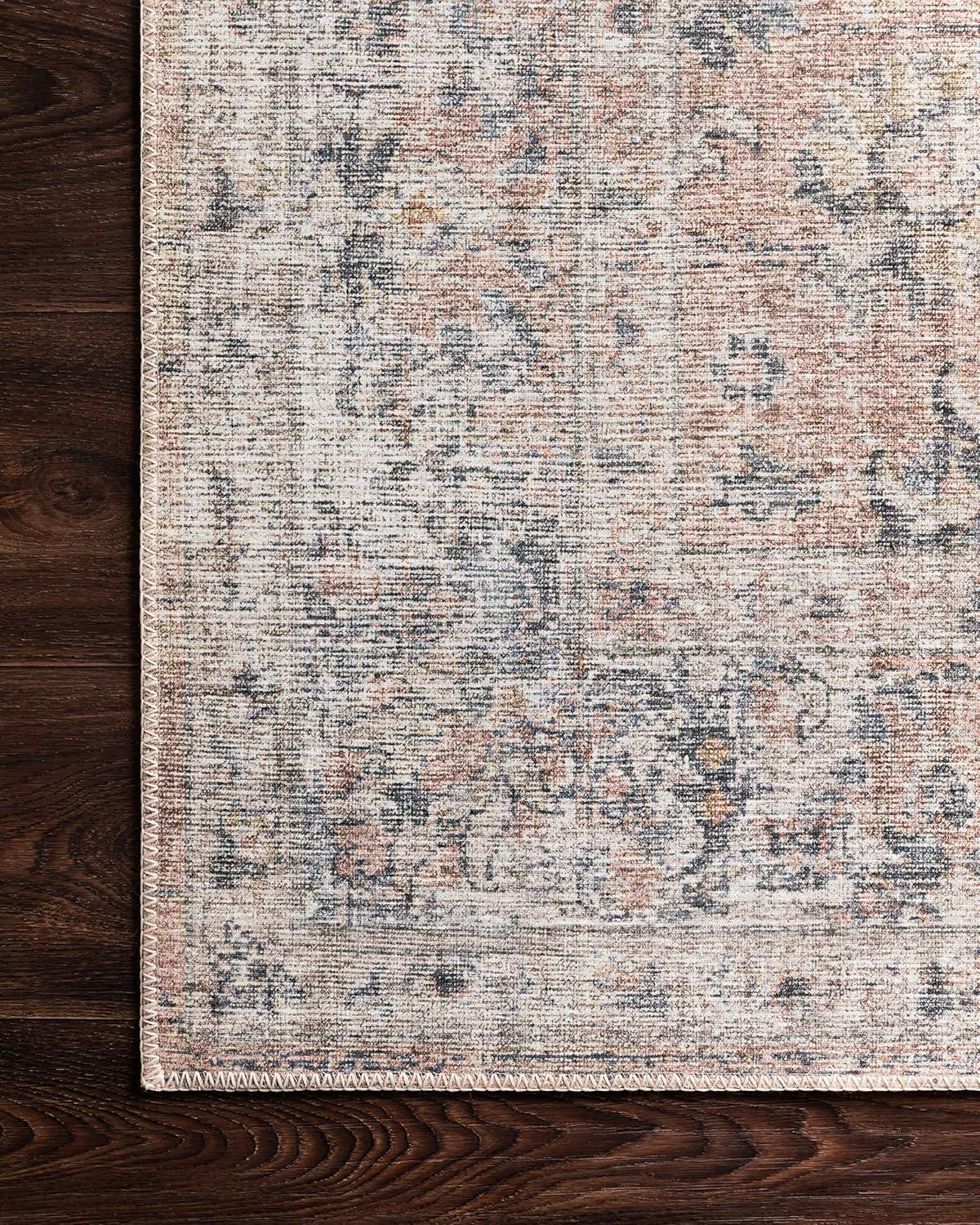 Blush and Grey Oriental Wool and Synthetic Runner Rug