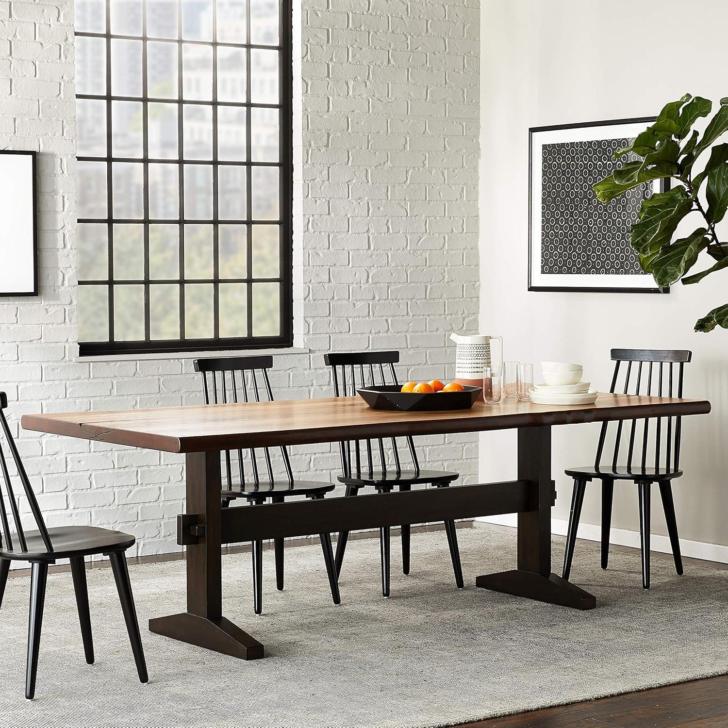 Natural Honey and Black Reclaimed Wood Rectangular Dining Table