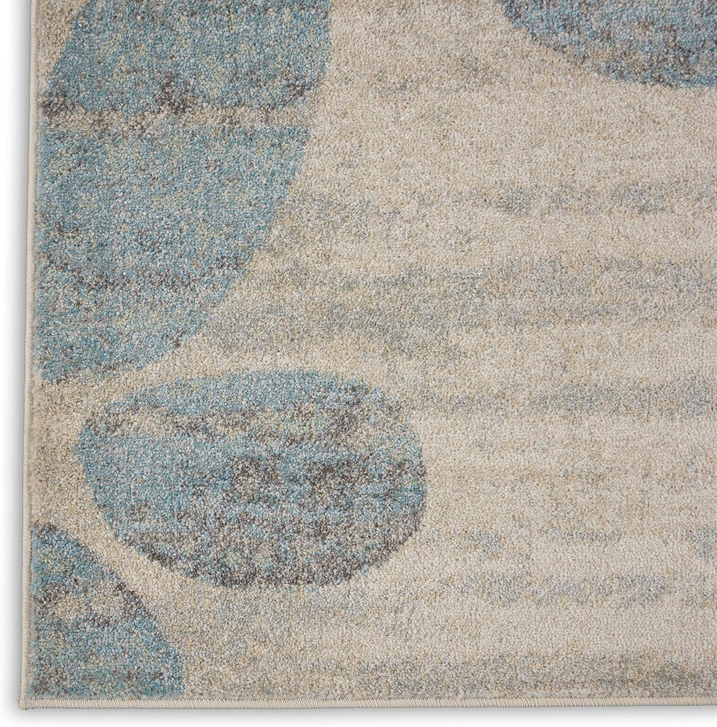 Serene Botanical Ivory & Light Blue 8'10" x 11'10" Viscose Area Rug