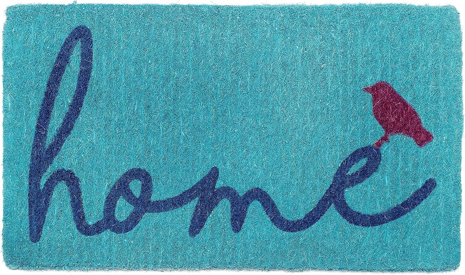 FH Home Floral Extra Thick Doormat - Handwoven, Durable - Natural Coir - Entryway, Front Door, Porch, Patio - Field of Poppies Red (18" x 30" Thick)