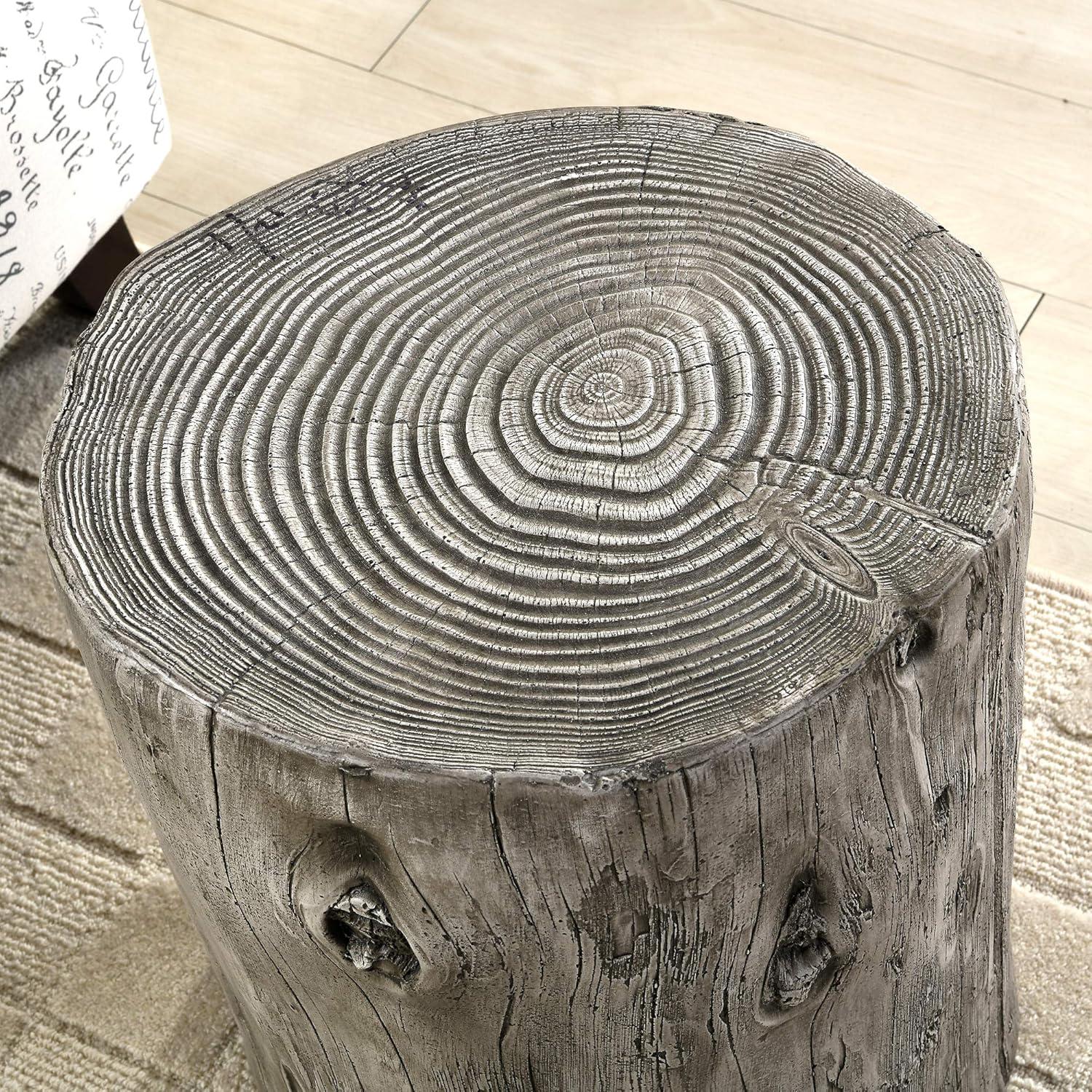 FirsTime & Co. Gray Arbor Log Outdoor End Table, Farmhouse, Weathered, Round, Wood, 15 x 14 x 17 in