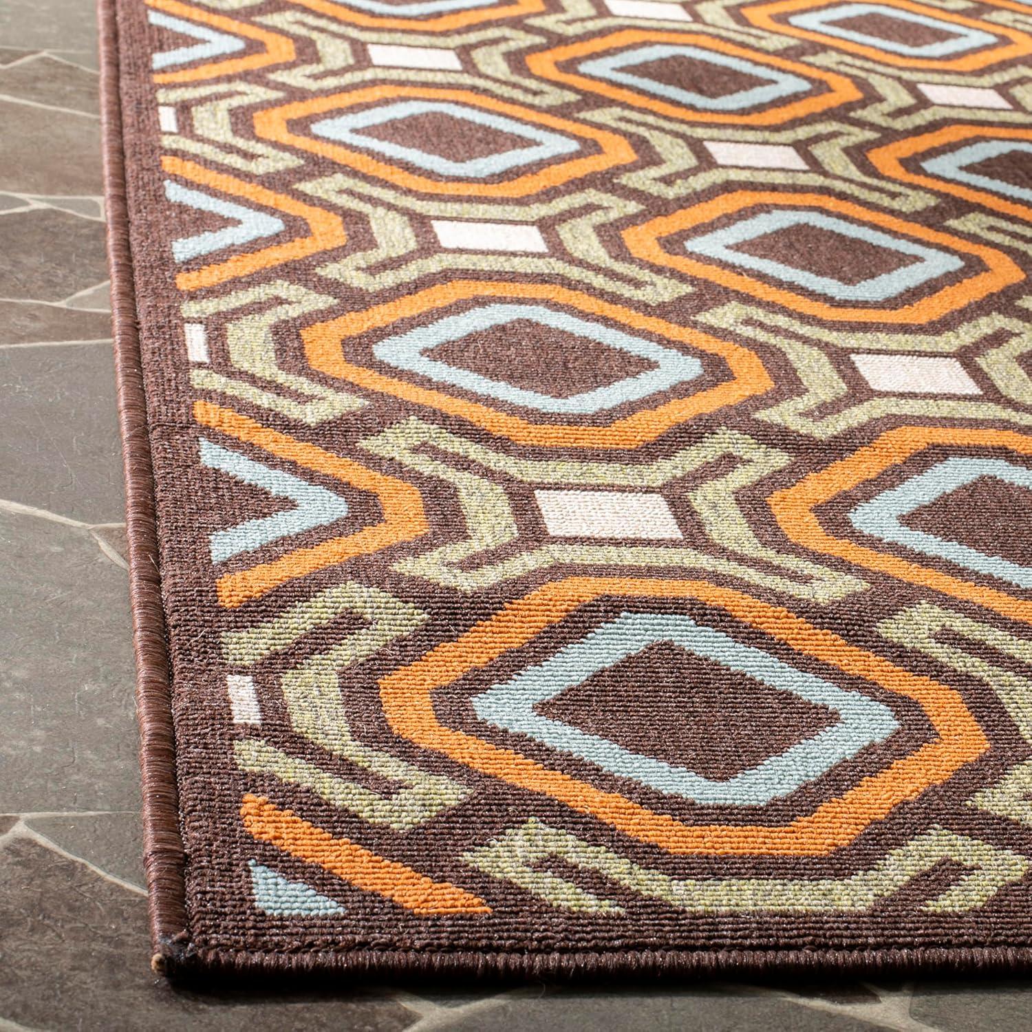 Veranda VER089 Power Loomed Indoor and Outdoor Area Rug - Chocolate/Terracotta - 5'3"x7'7" - Safavieh.