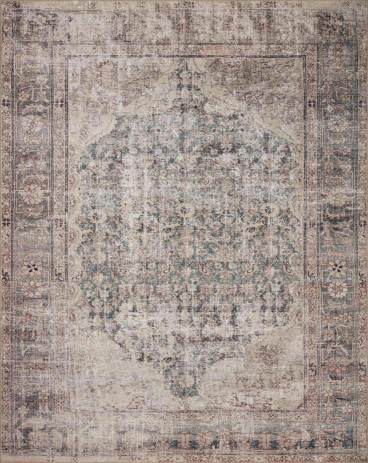 Lagoon and Beige Rectangular Wool Blend Area Rug, 7'-6" x 9'-6"