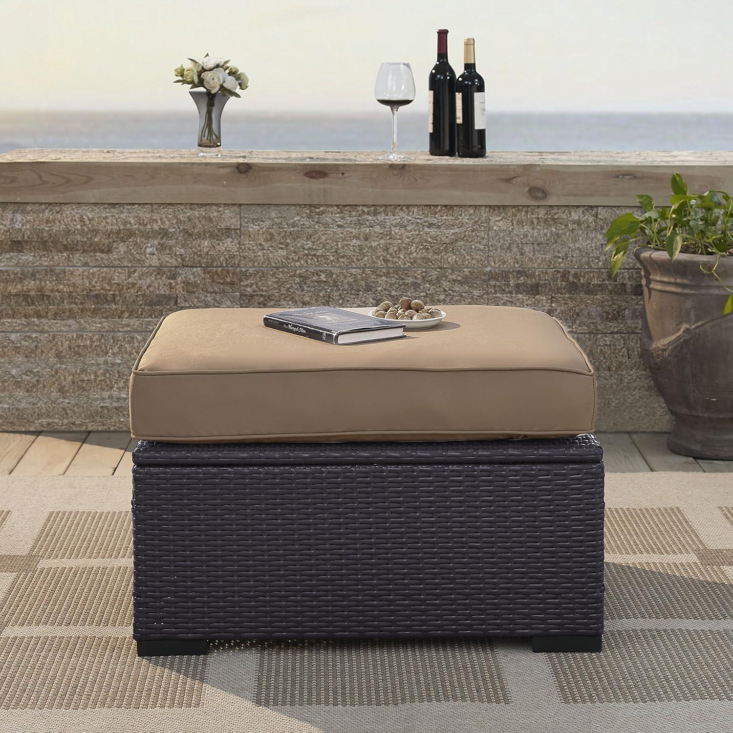 Biscayne Brown Mocha Resin Wicker Outdoor Ottoman