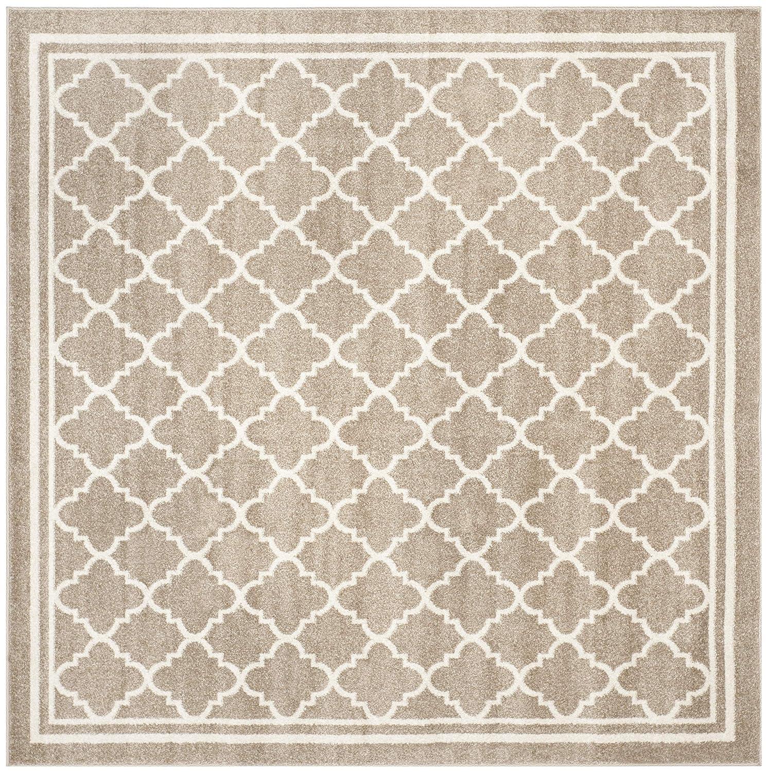 Amherst AMT422 Power Loomed Indoor Area Rug - Wheat/Beige - 8'x8' - Safavieh