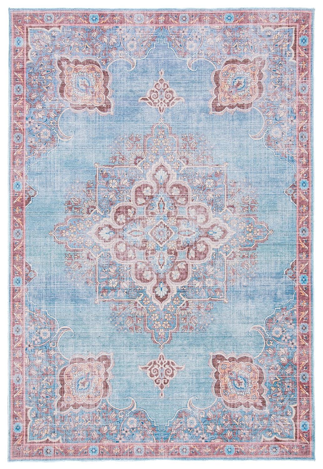 Serapi SEP580 Power Loomed Machine Washable Skid-Resistant Indoor Area Rug - Blue/Brown - 8'x10' - Safavieh