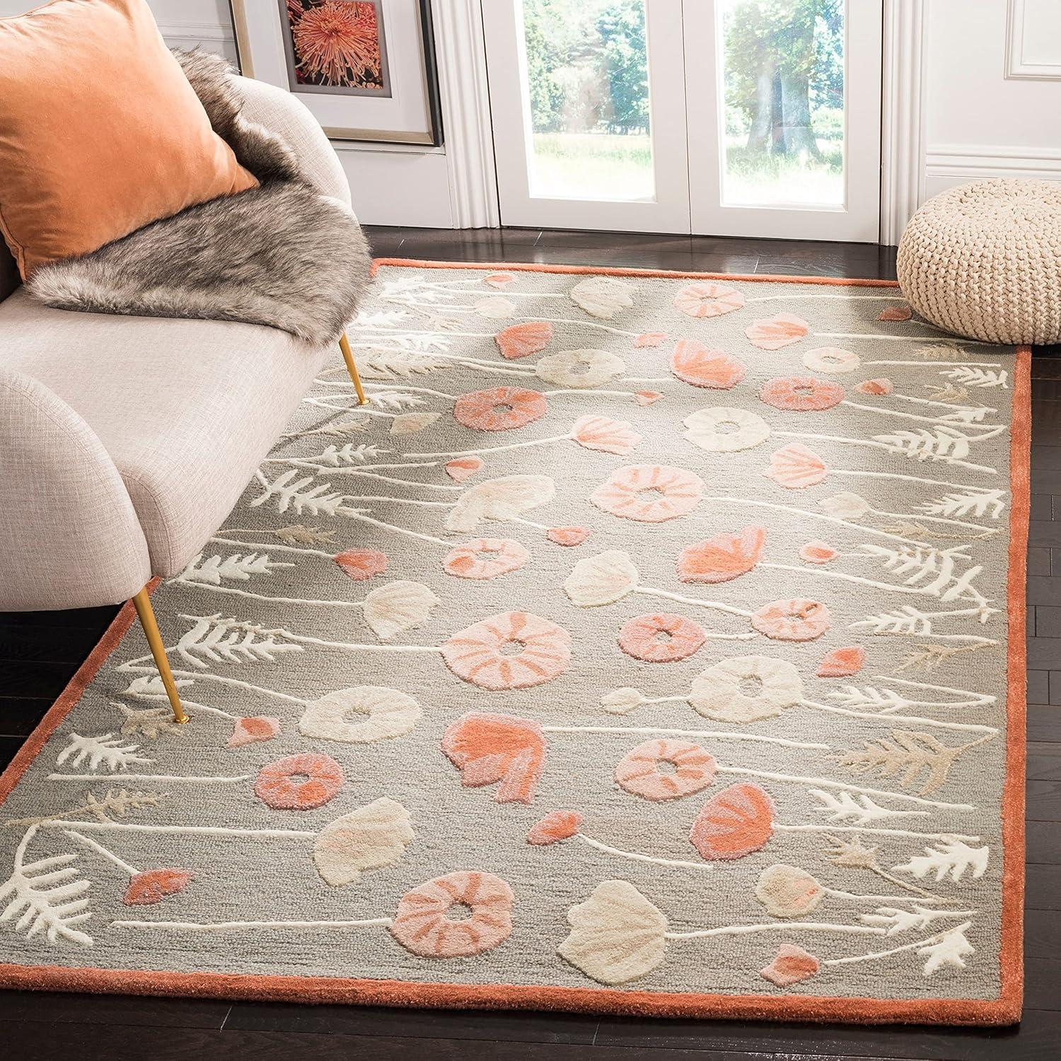 SAFAVIEH Martha Stewart Poppy Glossary Floral Area Rug, Nutshell/Brown, 2'6" x 4'3"