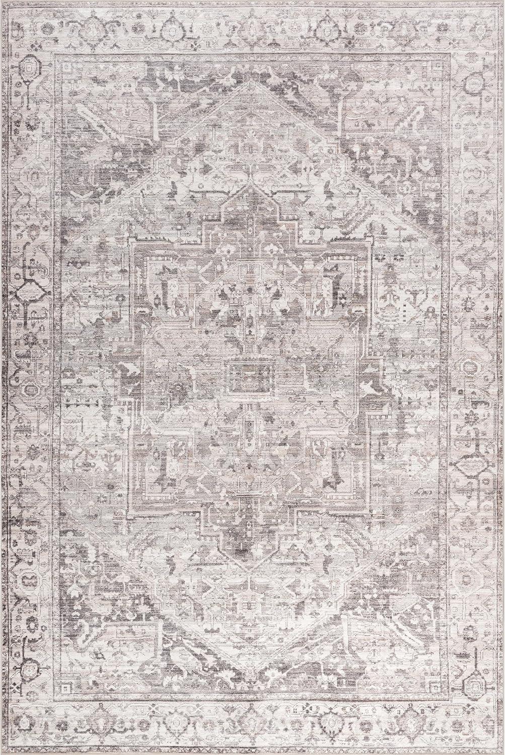 Nuloom Vita SplashGuard Vintage Medallion Machine Washable Area Rug, 2' x 3', Vita Grey