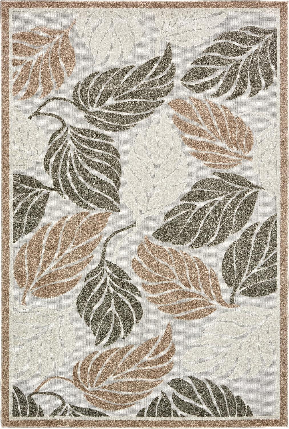 Unique Loom 6' 1 x 9' 0 Beige Outdoor Botanical Augusta Area Rug