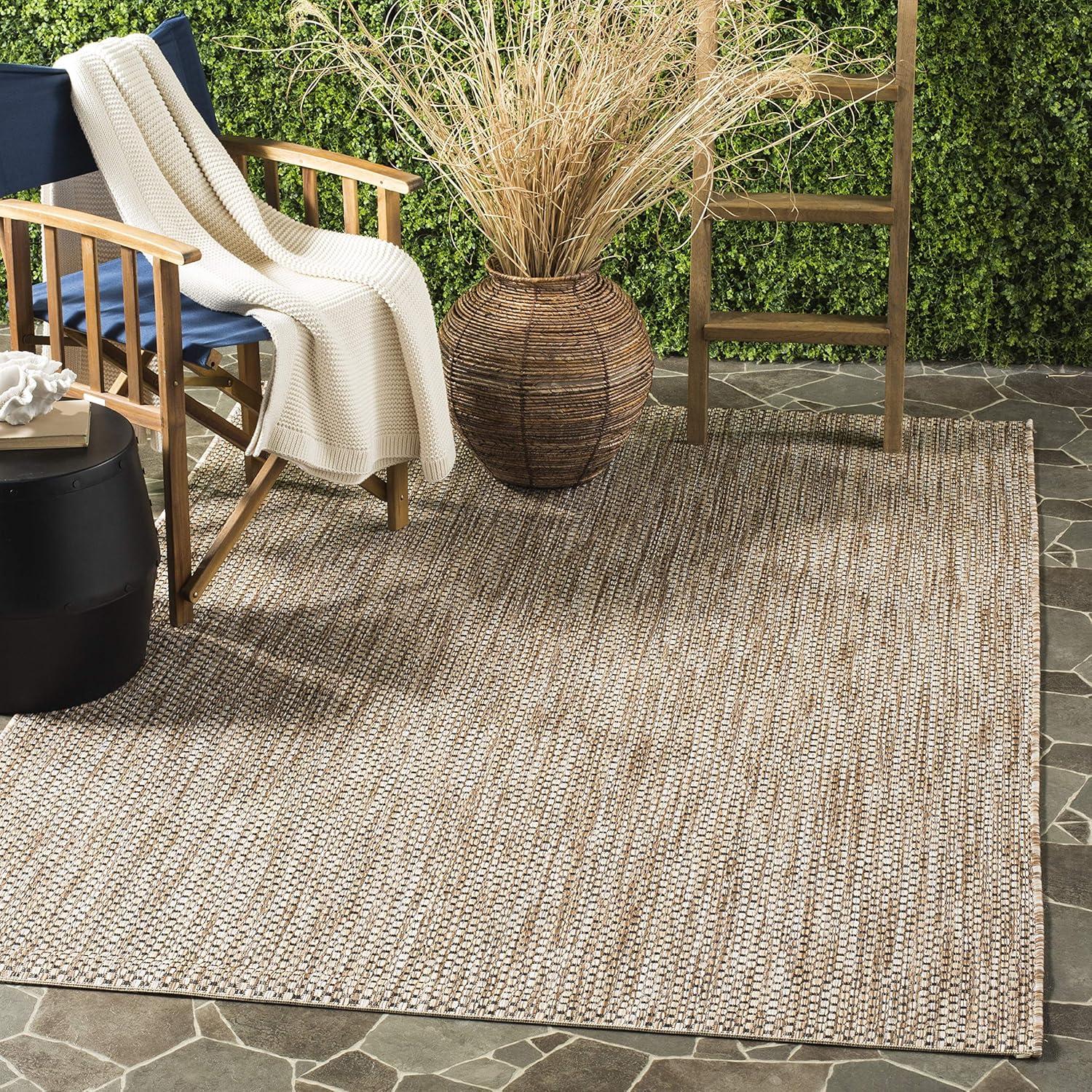 Courtyard CY8521 Power Loomed Indoor/Outdoor Area Rug - Natural/Black - 4'x5'7" - Safavieh..