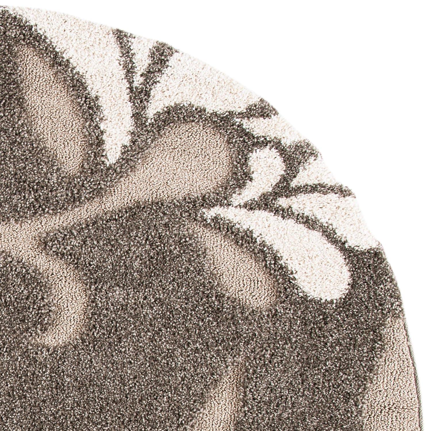 Florida Shag SG459 Power Loomed Indoor Area Rug - Smoke/Beige - 6'7" Round - Safavieh