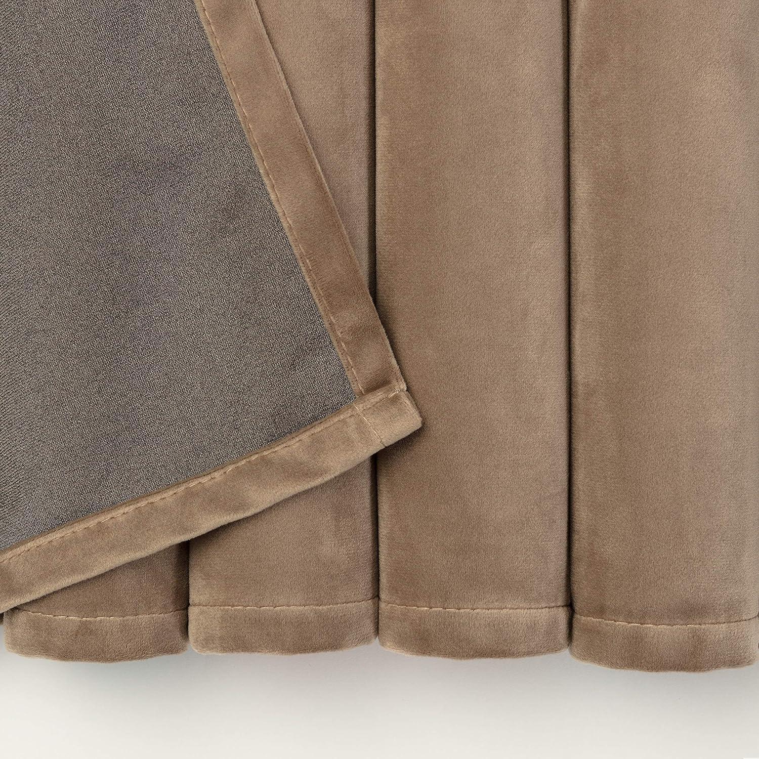 Chanasya 2pk Solid Velvet Room Darkening Blackout Privacy Window Curtain Panels - Set of 2 - 52 x 63 Inches Long - Taupe