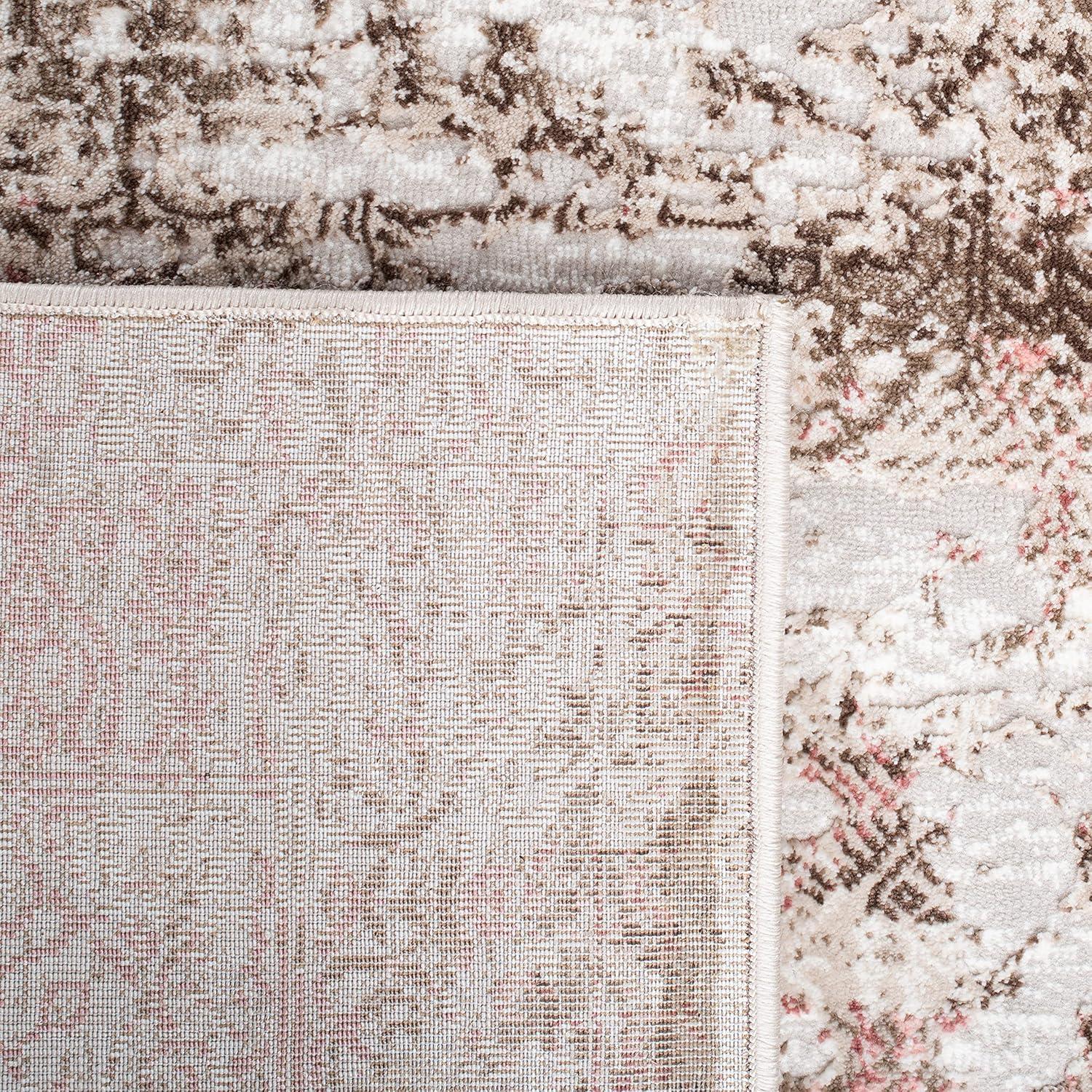 Meadow 500 MDW585 Power Loomed Indoor Runner Rug - Beige/Pink - 2'x7' - Safavieh