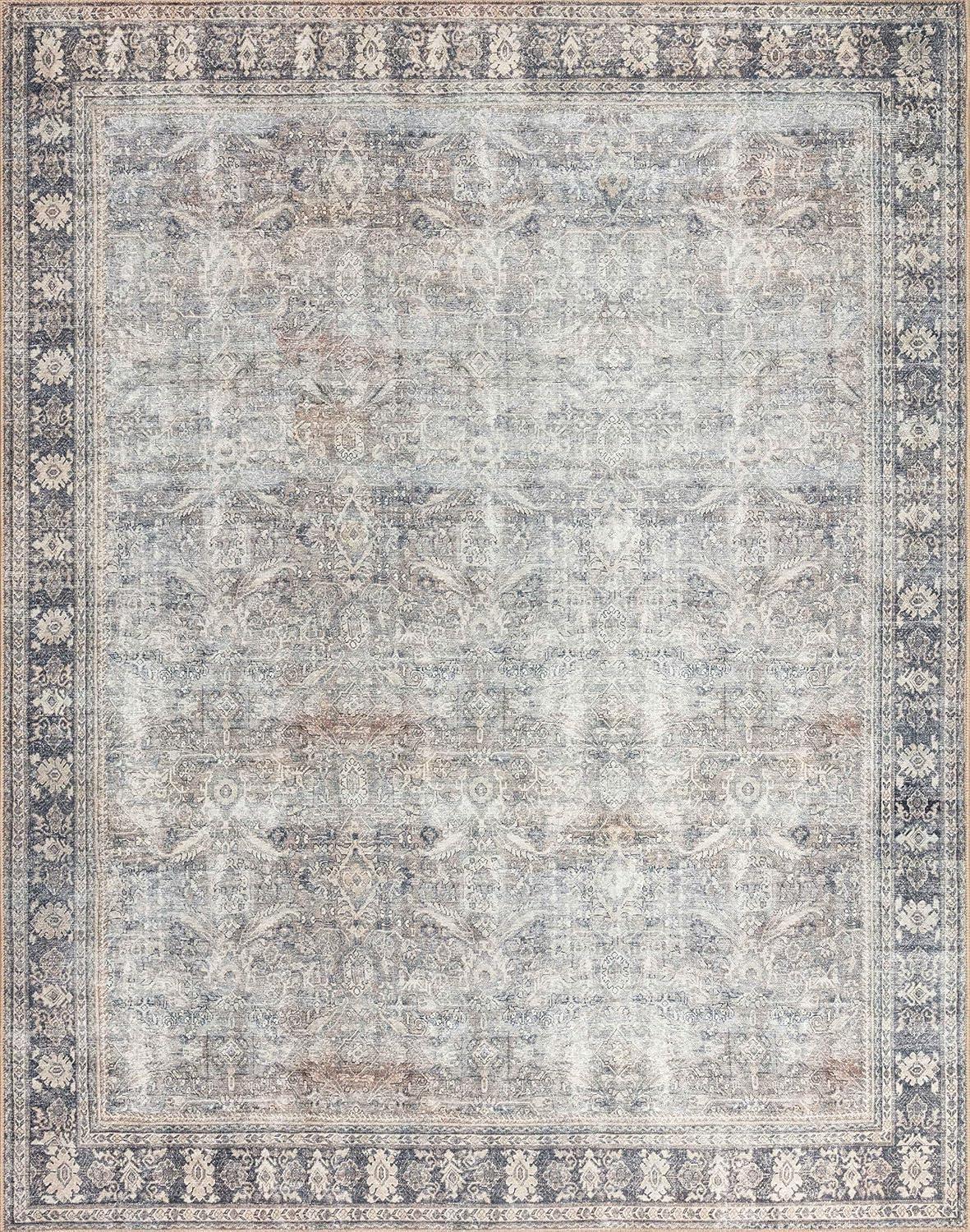 Wynter Oriental Grey Charcoal Synthetic Area Rug 3'6" x 5'6"