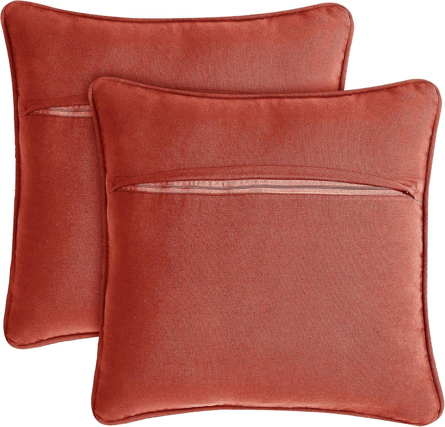 Rustic Red and Beige Woven Cotton Jute Throw Pillow Set