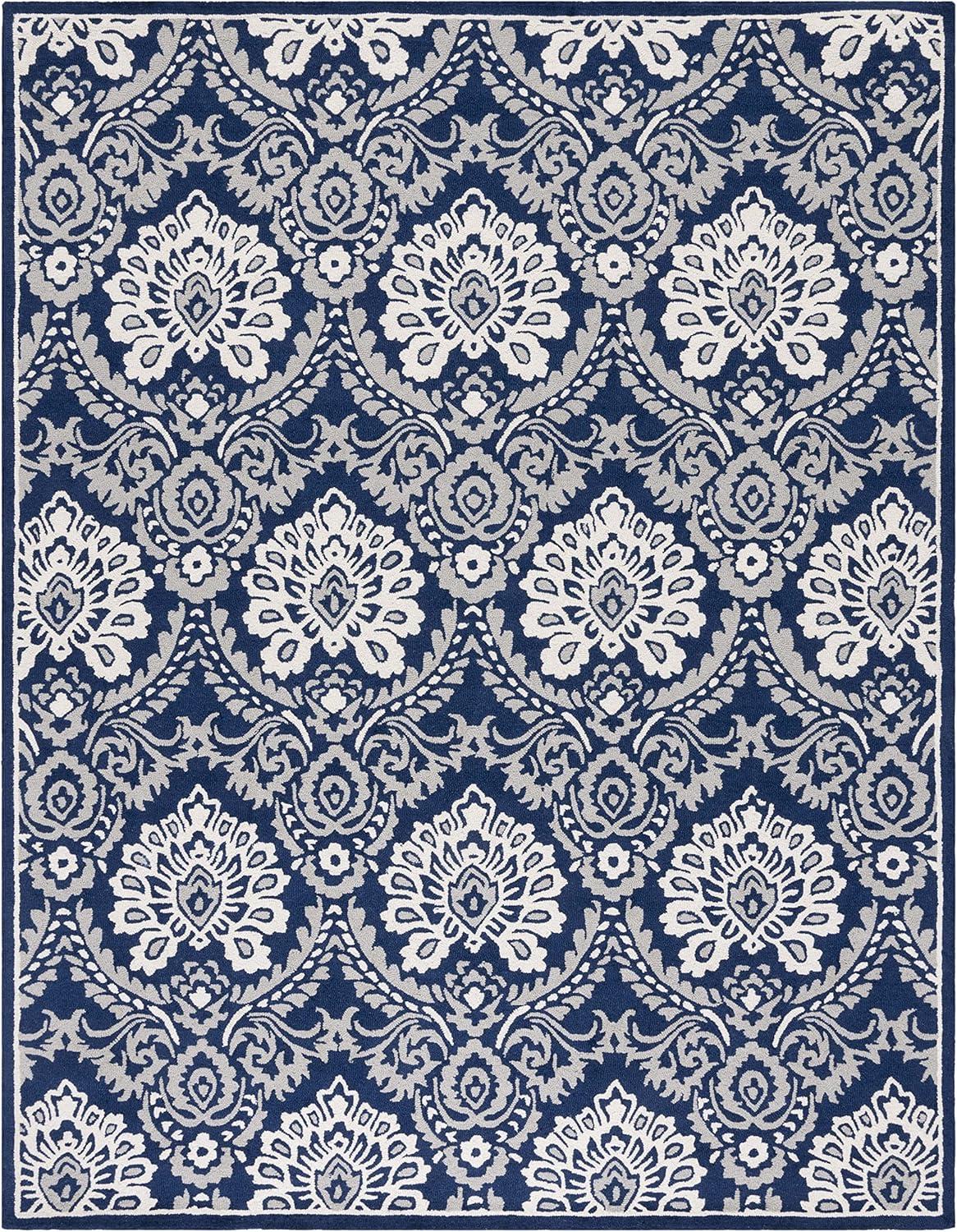 Blossom BLM106 Hand Tufted Indoor Area Rug - Navy/Ivory - 8'x10' - Safavieh