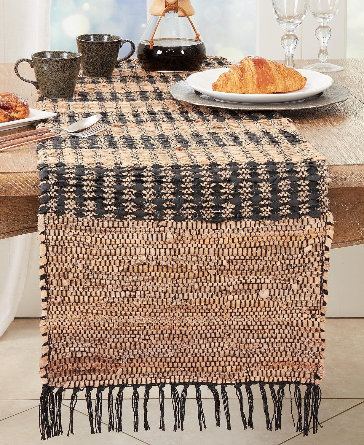 Saro Exotic Charm Striped Chindi Table Runner