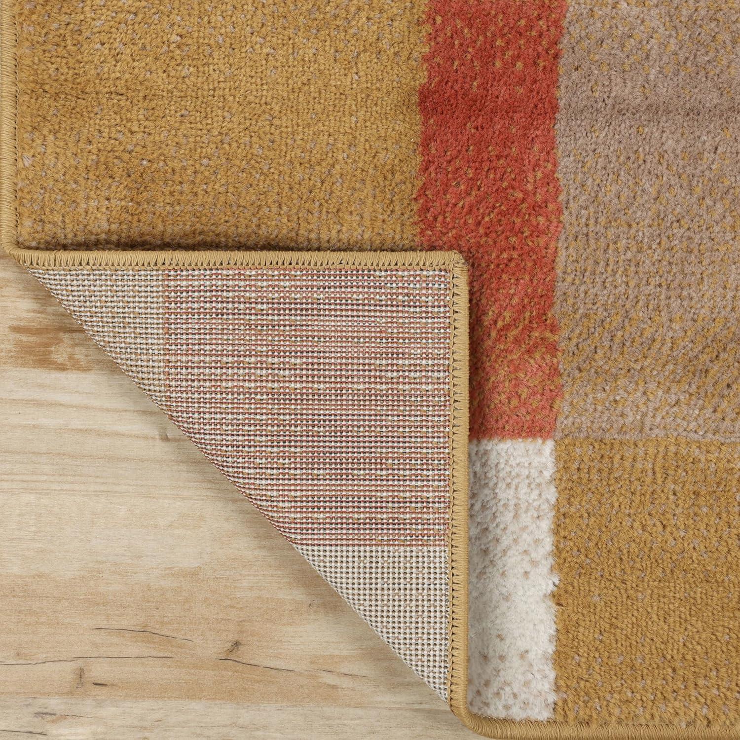 Superior Color Block Area Rug 8' x 10', Plush Indoor Rugs For Living Room Bedroom, Ginger