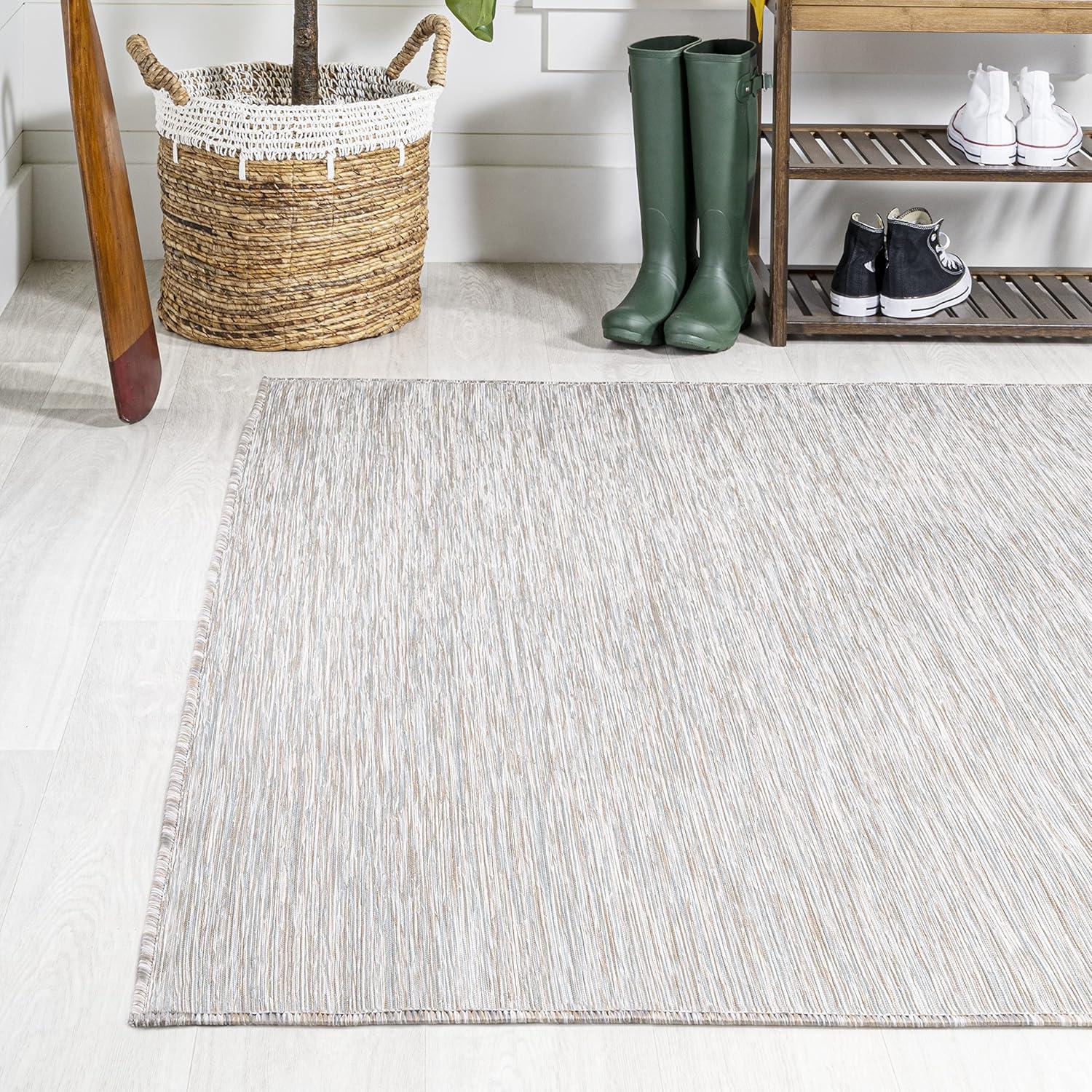 4'x6' Ethan Modern Flatweave Solid  Area Rug, Gray - JONATHAN Y