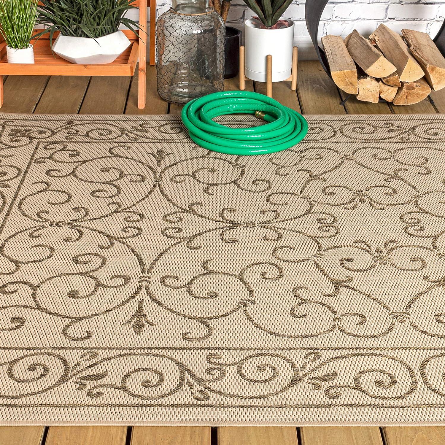 Charleston Vintage Filigree Textured Weave Indoor/Outdoor Area Rug  - JONATHAN Y