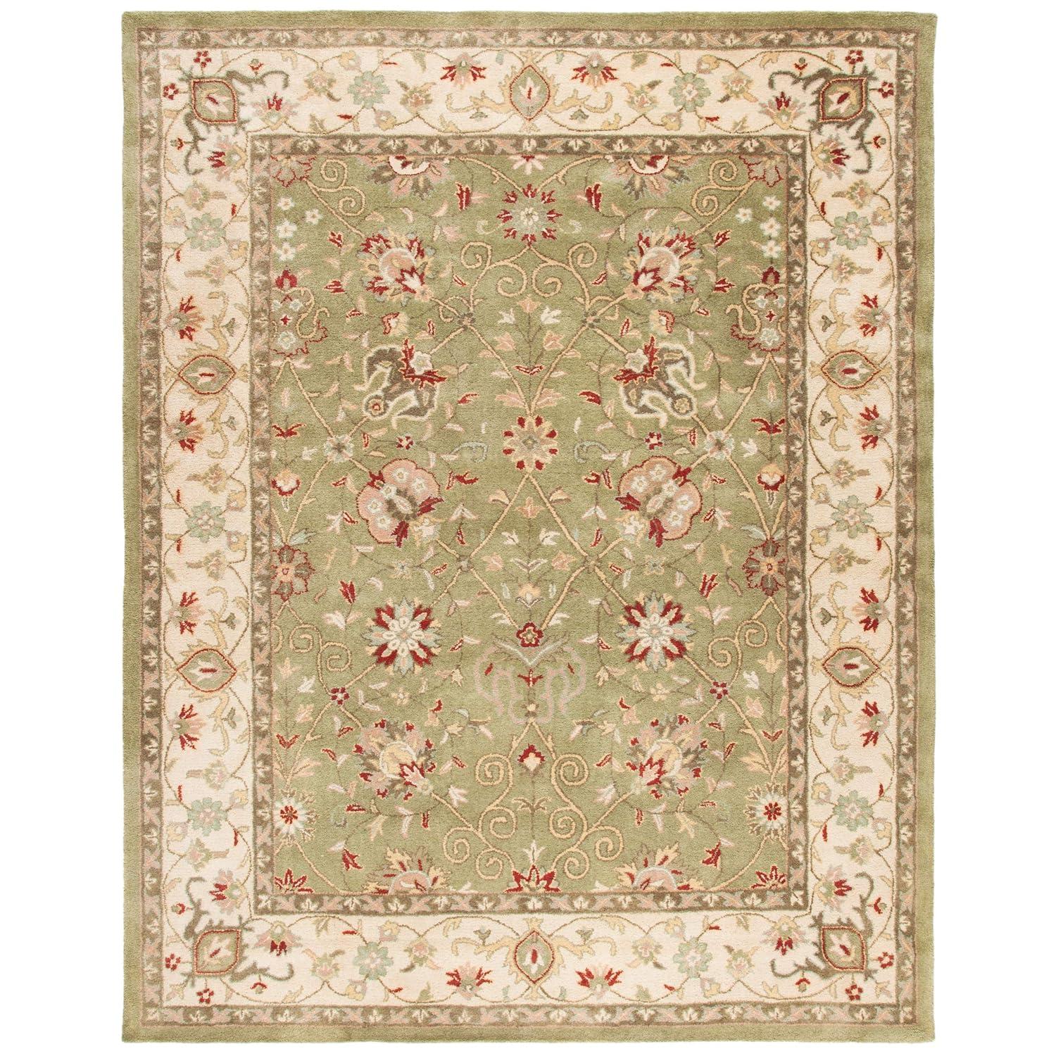 SAFAVIEH Antiquity Lilibeth Traditional Floral Wool Area Rug, Sage, 7'6" x 9'6"