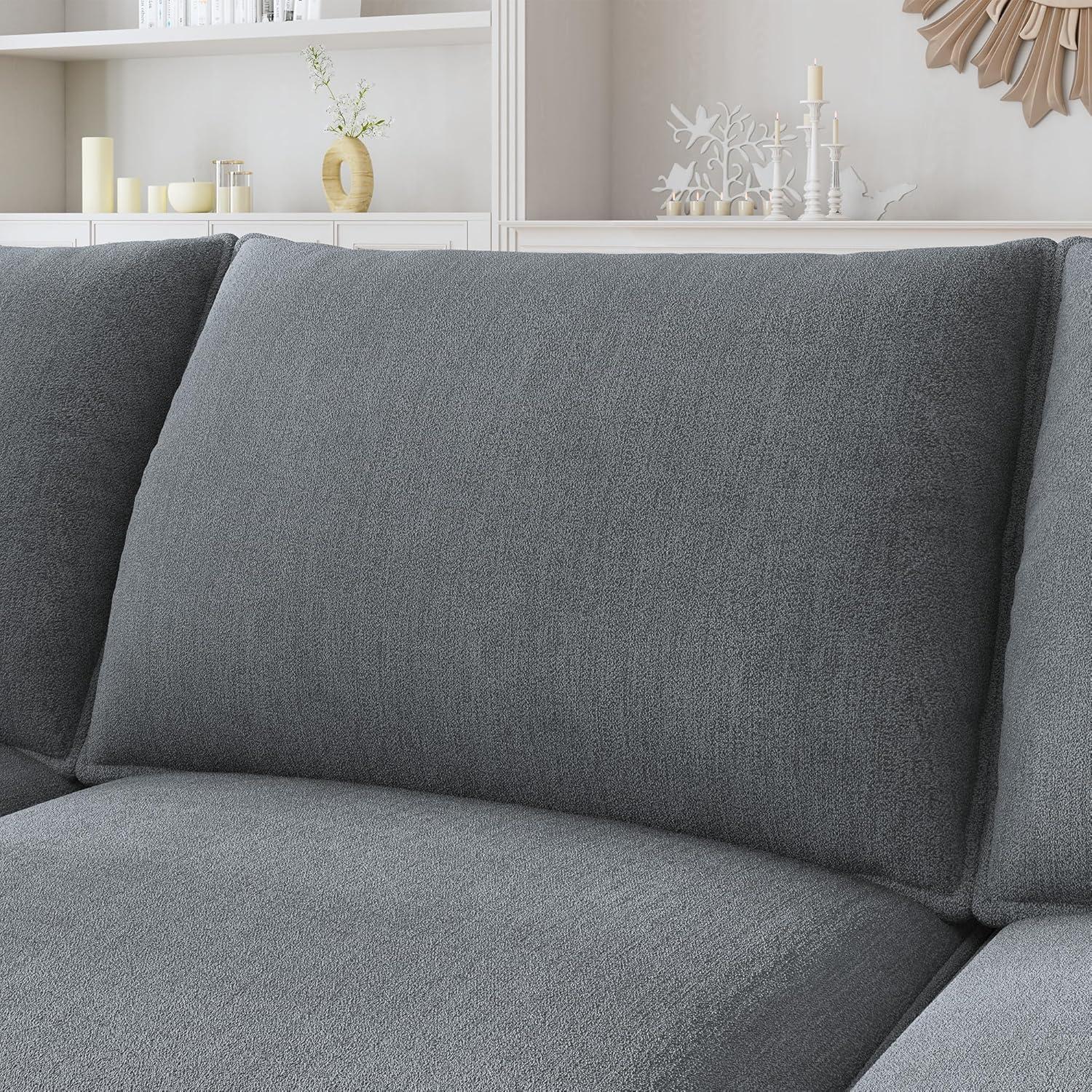 HONBAY Modular Sectional Sofa with Reversible Chaises Sofa with Ottomans U Shaped Sectional Couch for Living Room, Bluish Grey