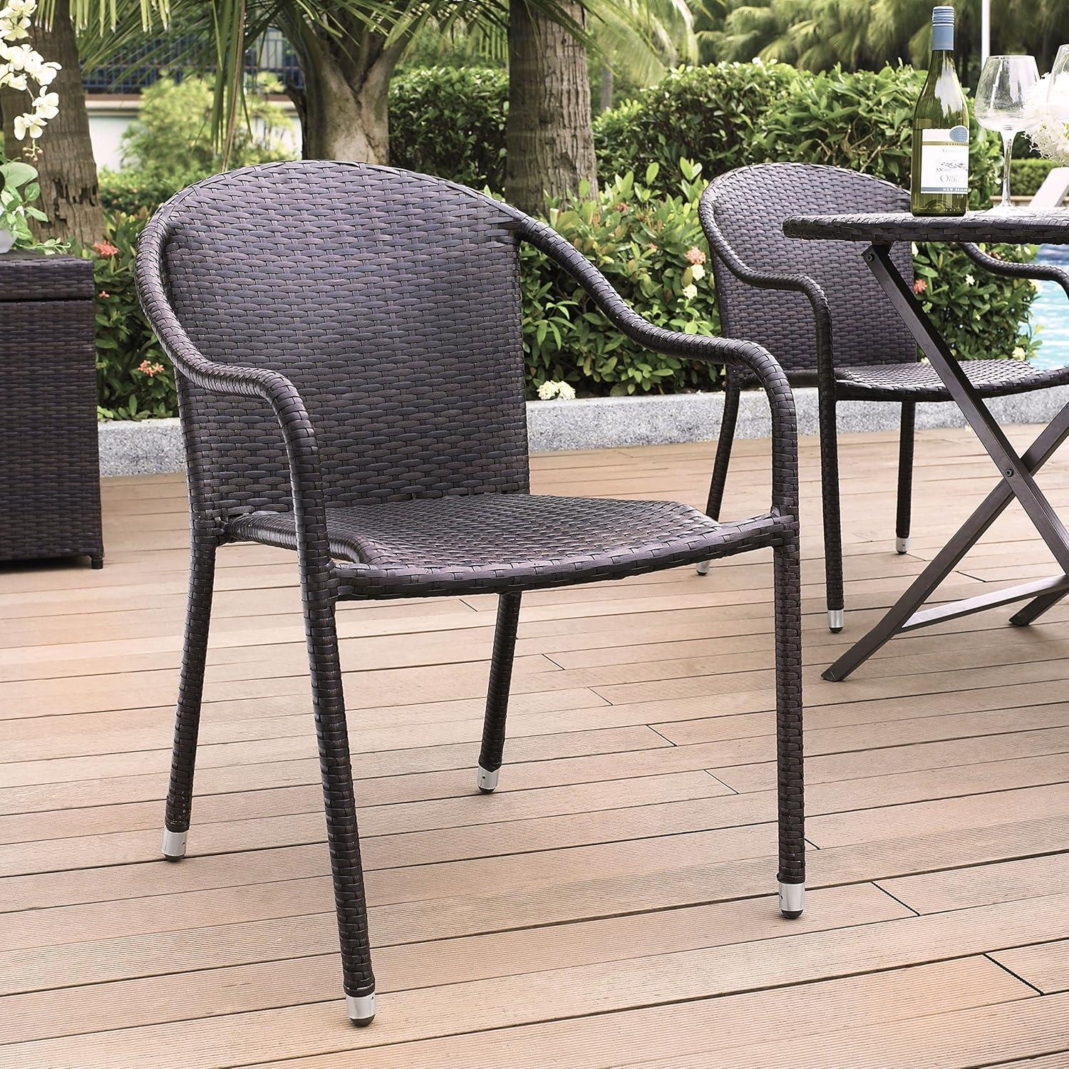 Palm Harbor Black Wicker Outdoor Bistro Chair Set