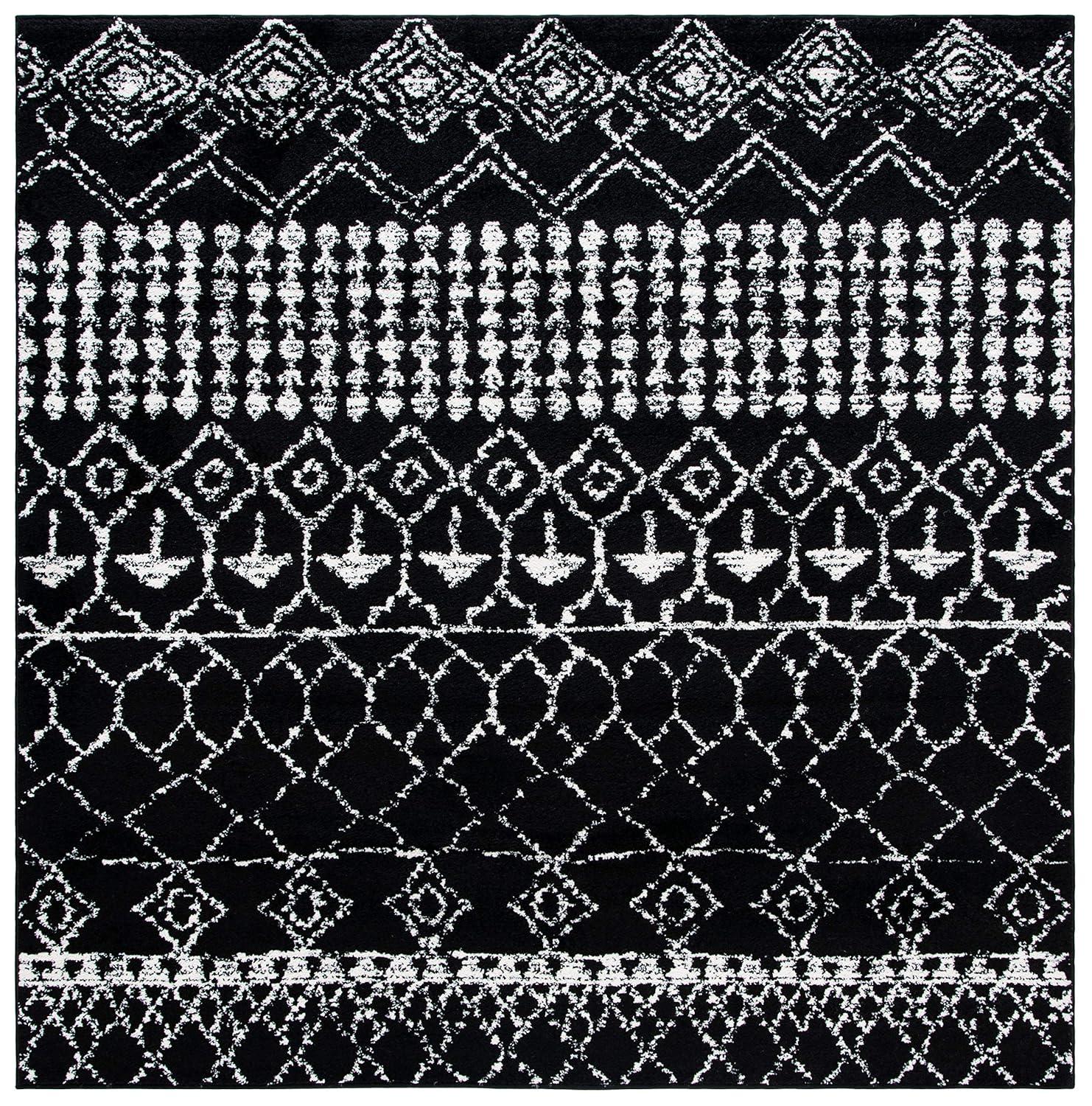 Tulum TUL229 Power Loomed Area Rug - Black/Ivory - 5'x5' - Safavieh.