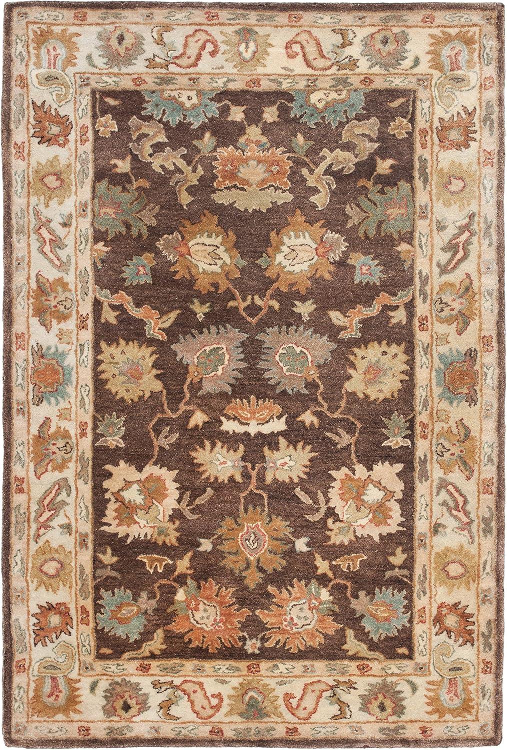 SAFAVIEH Bergama Bradford Traditional Wool Area Rug, Brown/Ivory, 3' x 5'