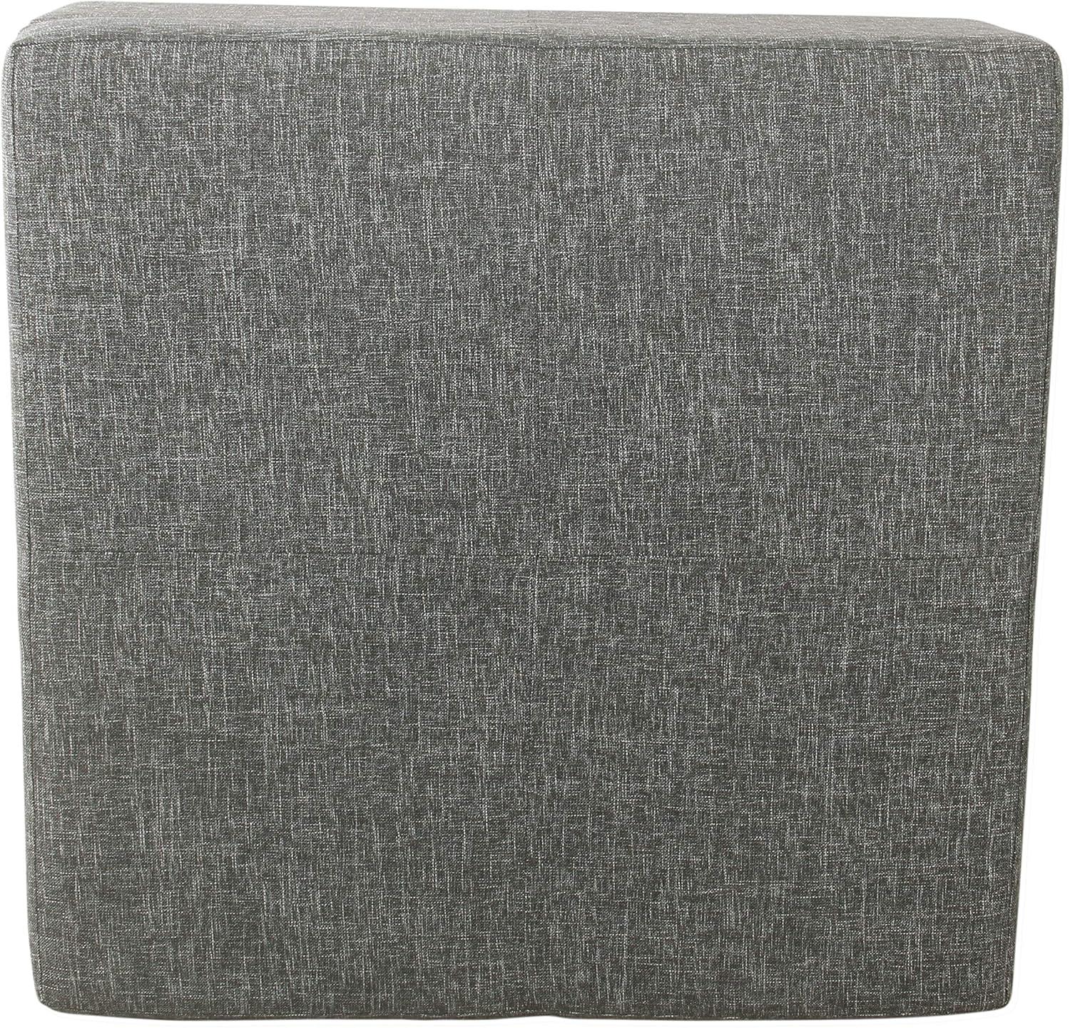 32" Luxury Square Storage Ottoman Slate Gray - HomePop: Textured Fabric, Hinged Lid, Wood Legs, Easy Assembly