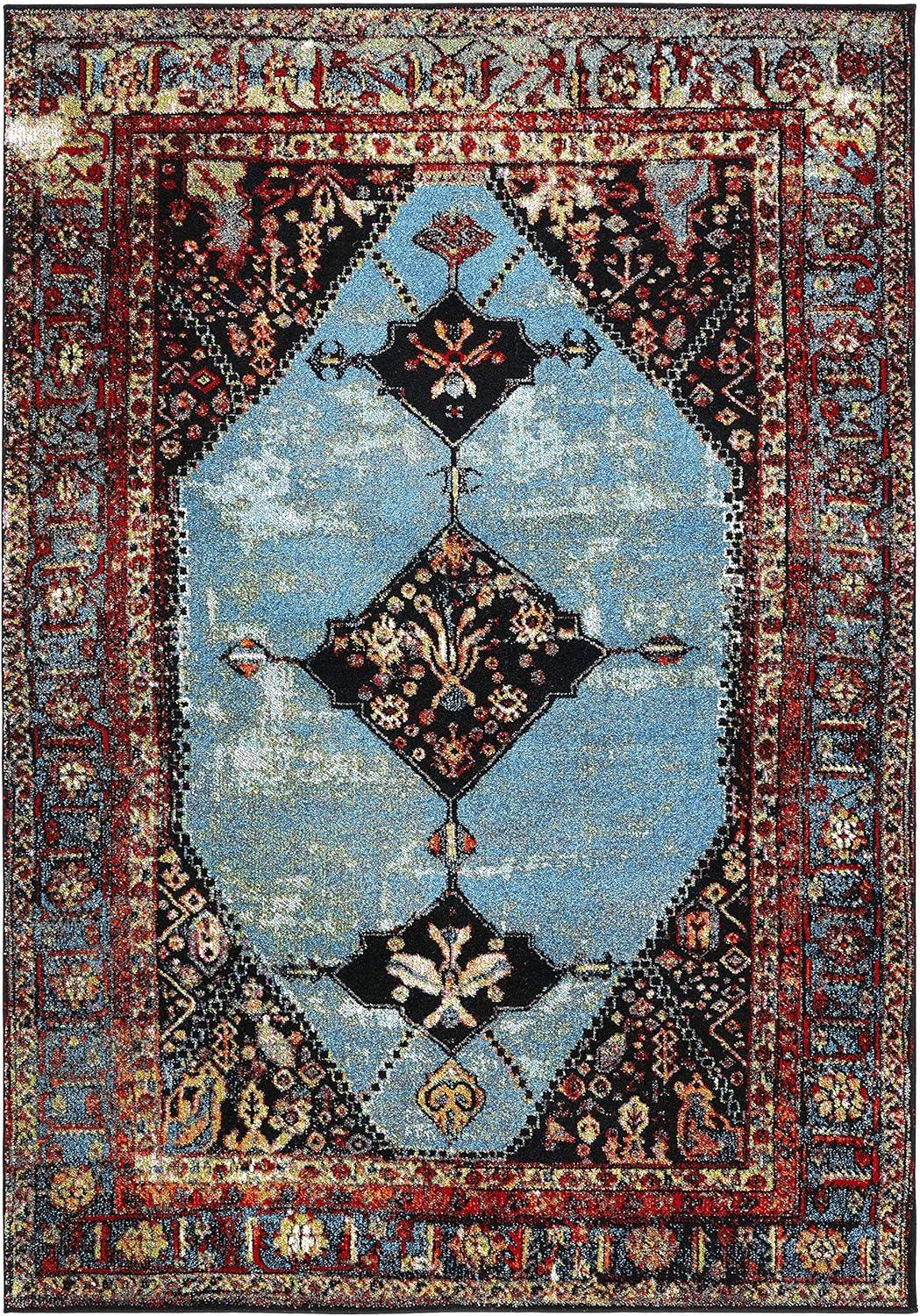 Vintage Hamadan VTH217 Power Loomed Indoor Area Rug - Red/Light Blue - 5'3"x7'6" - Safavieh