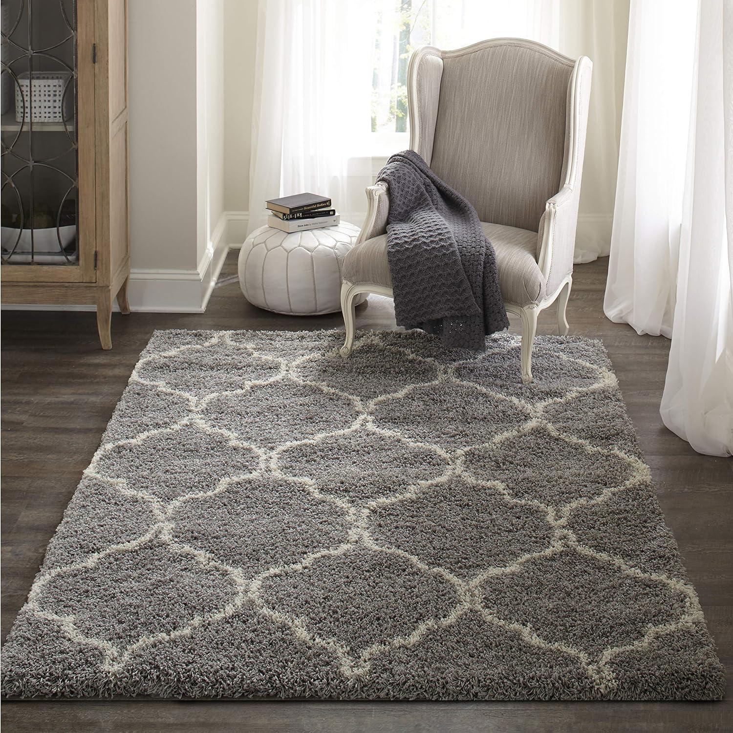 Gray Geometric Tufted Shag Rectangular Area Rug 7'10" x 9'10"