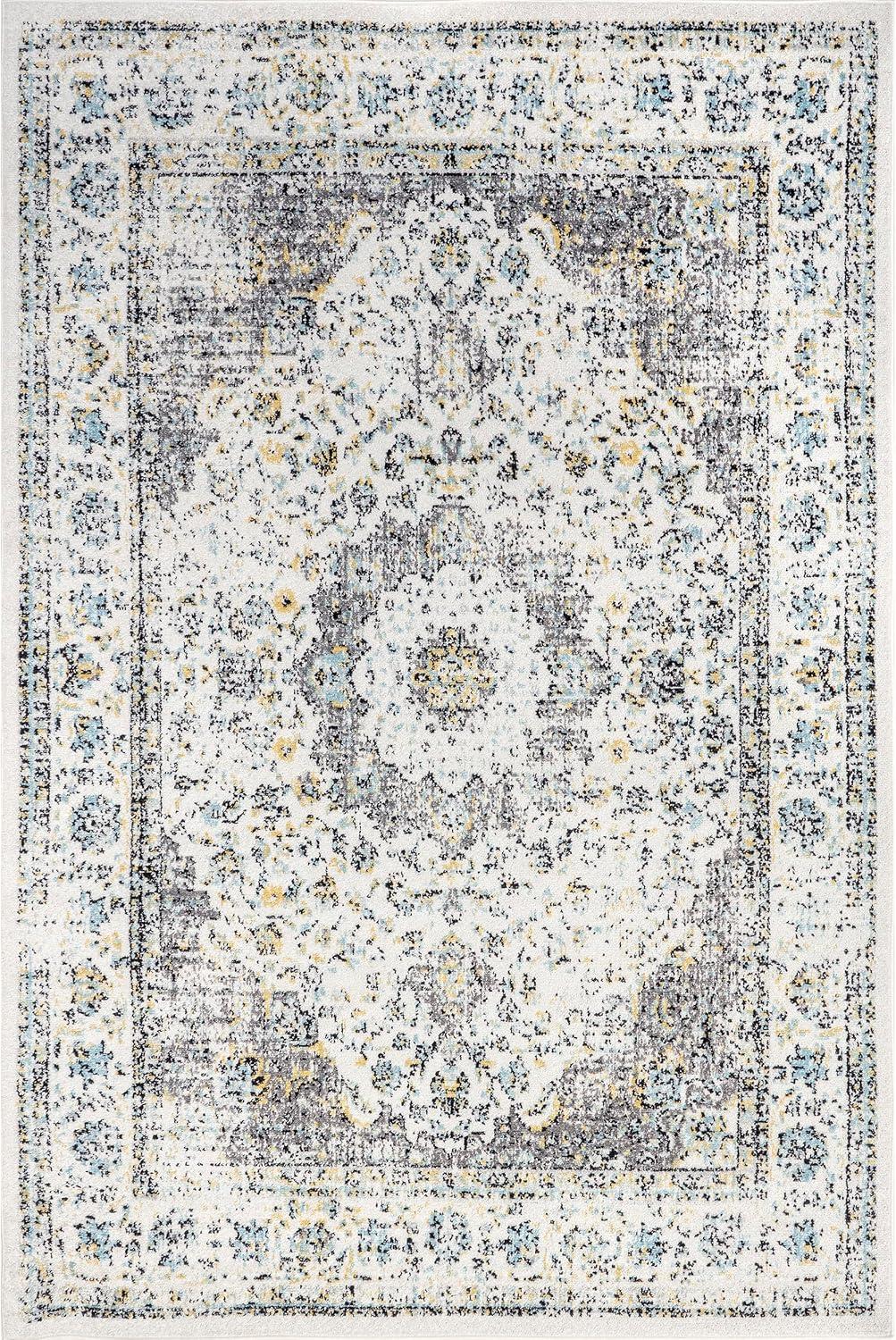 Elegant Gray Synthetic 2' x 3' Easy-Care Persian Area Rug