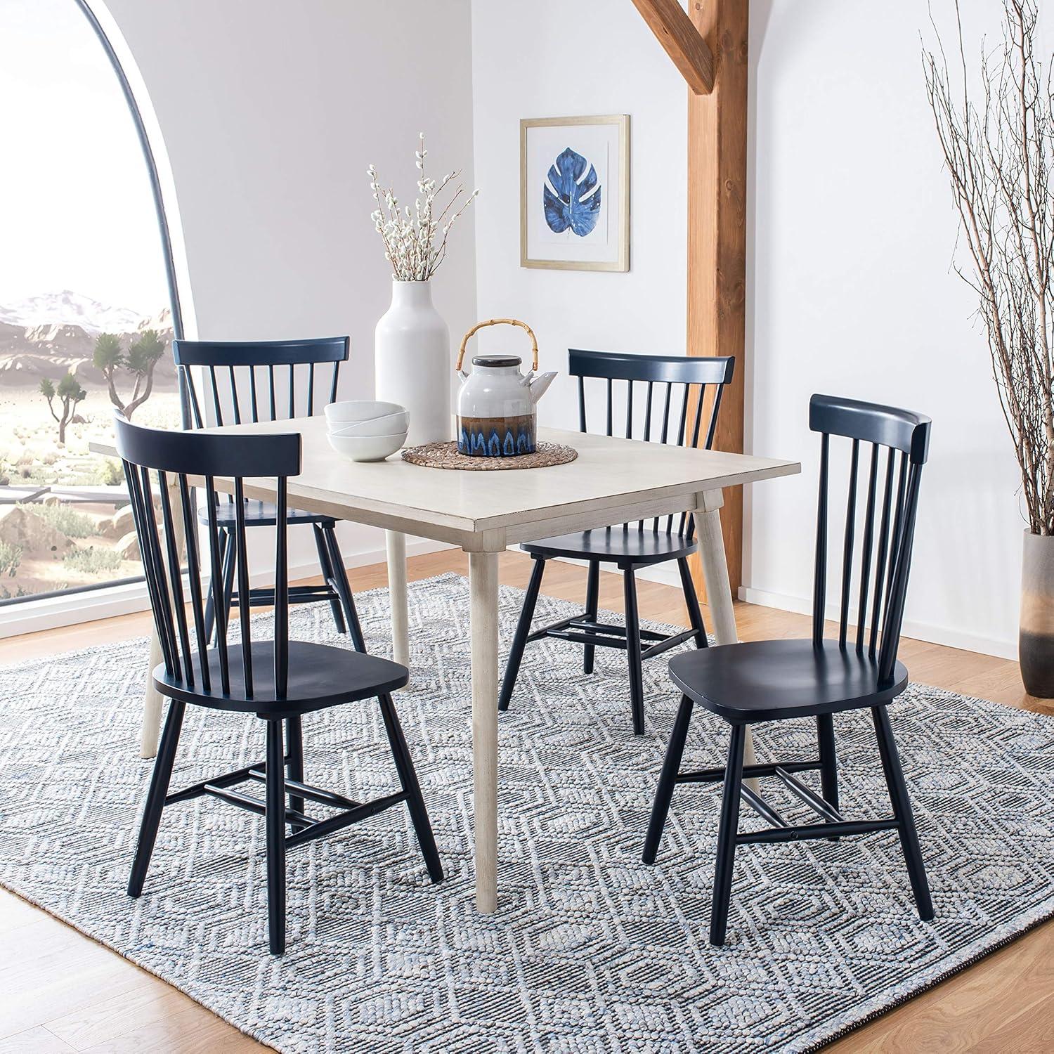 SAFAVIEH Parker Solid 17 in. H Spindle Dining Chair, Navy, Set of 2