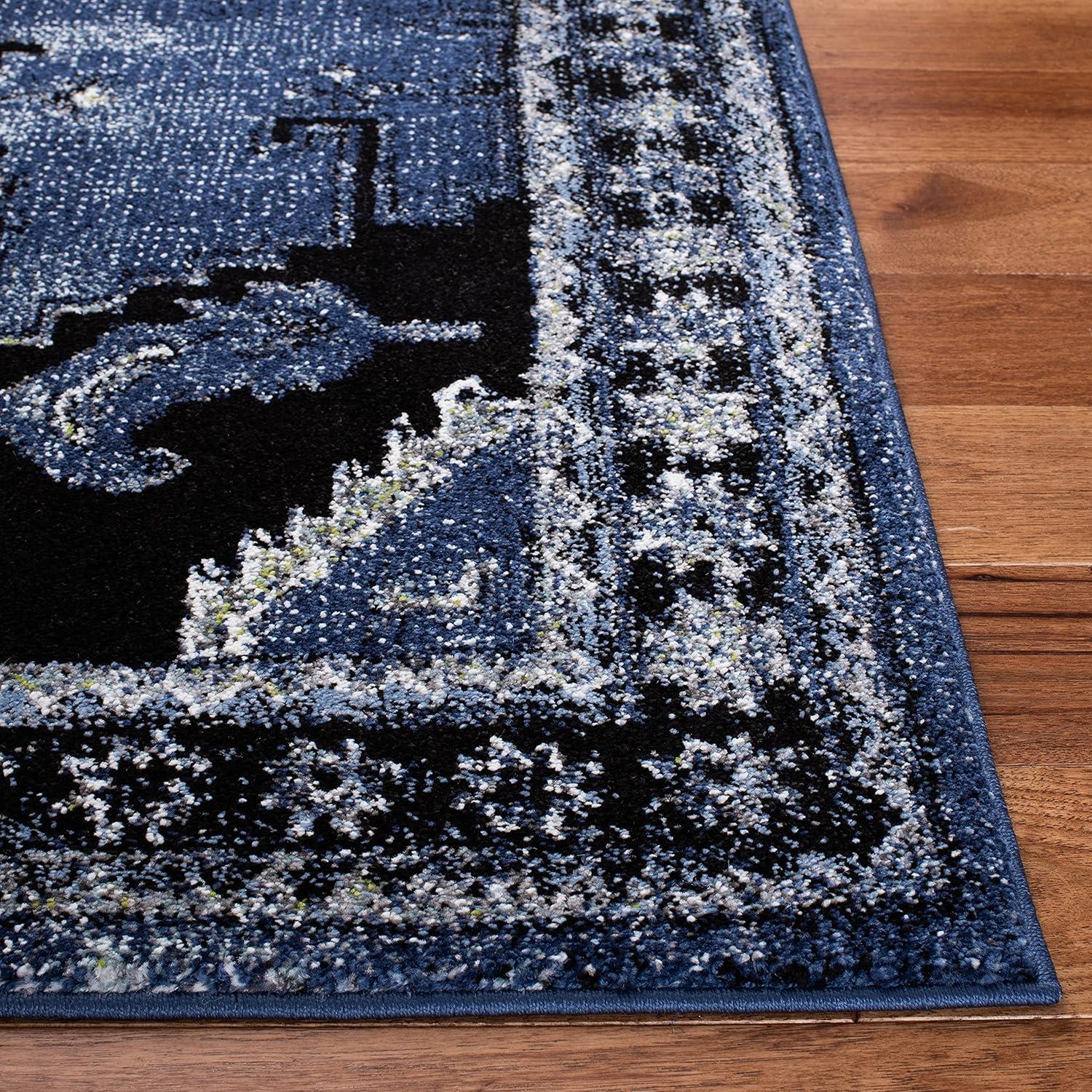 Vintage Hamadan VTH251 Power Loomed Area Rug - Blue/Black - 5'3"x7'6" - Safavieh.