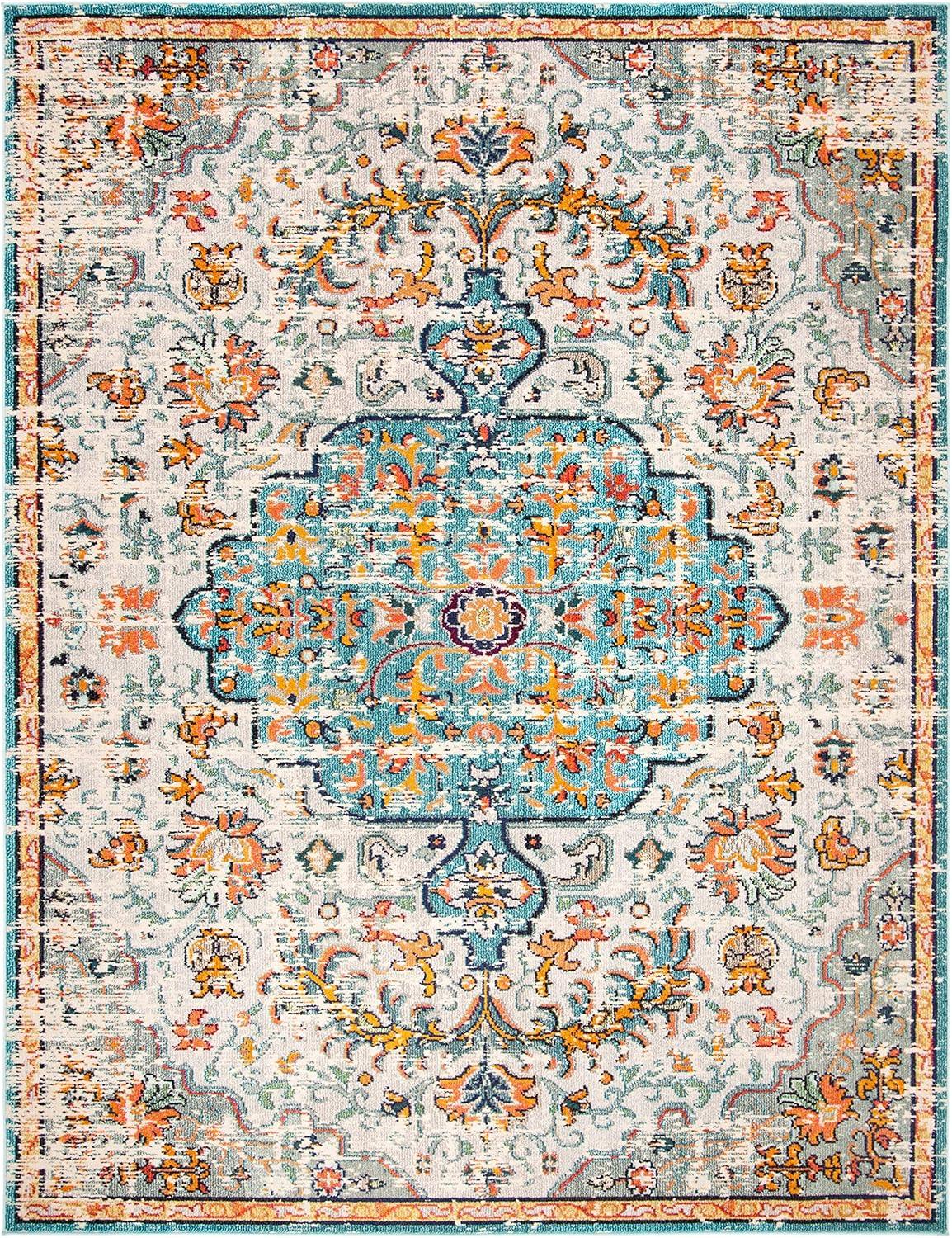 SAFAVIEH Madison Joandra Southwestern Area Rug, Grey/Light Blue, 10' x 14'