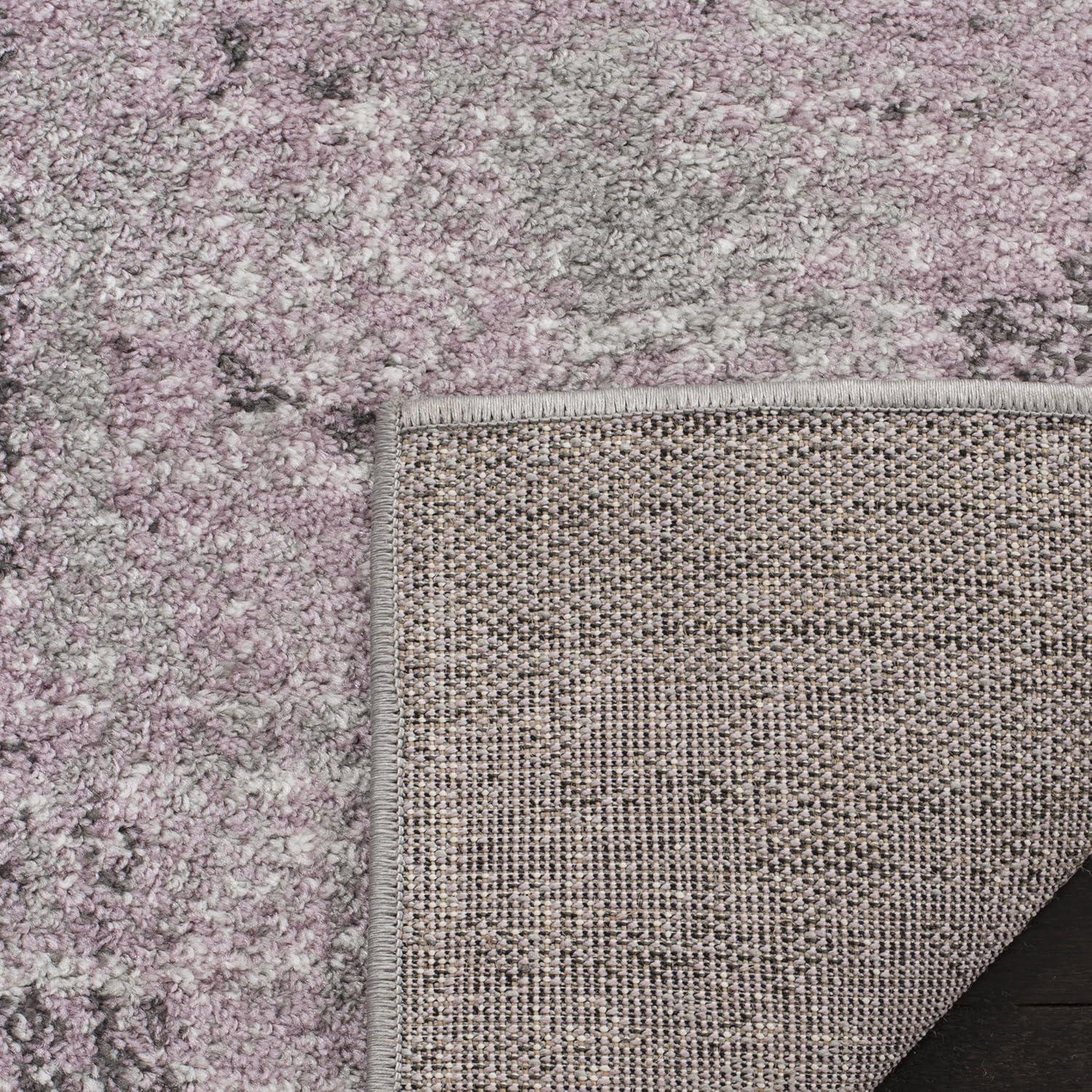 Light Gray and Purple Synthetic 10' x 14' Area Rug