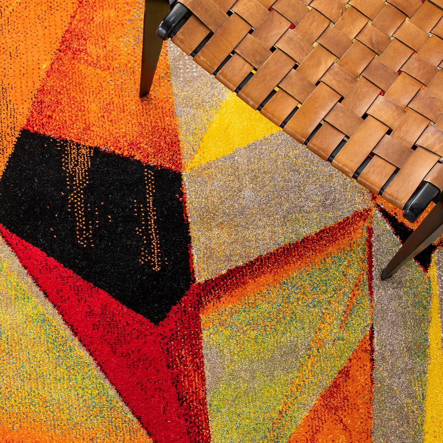 SAFAVIEH Porcello Karenza Geometric Area Rug, Orange/Red, 6'7" x 6'7" Square