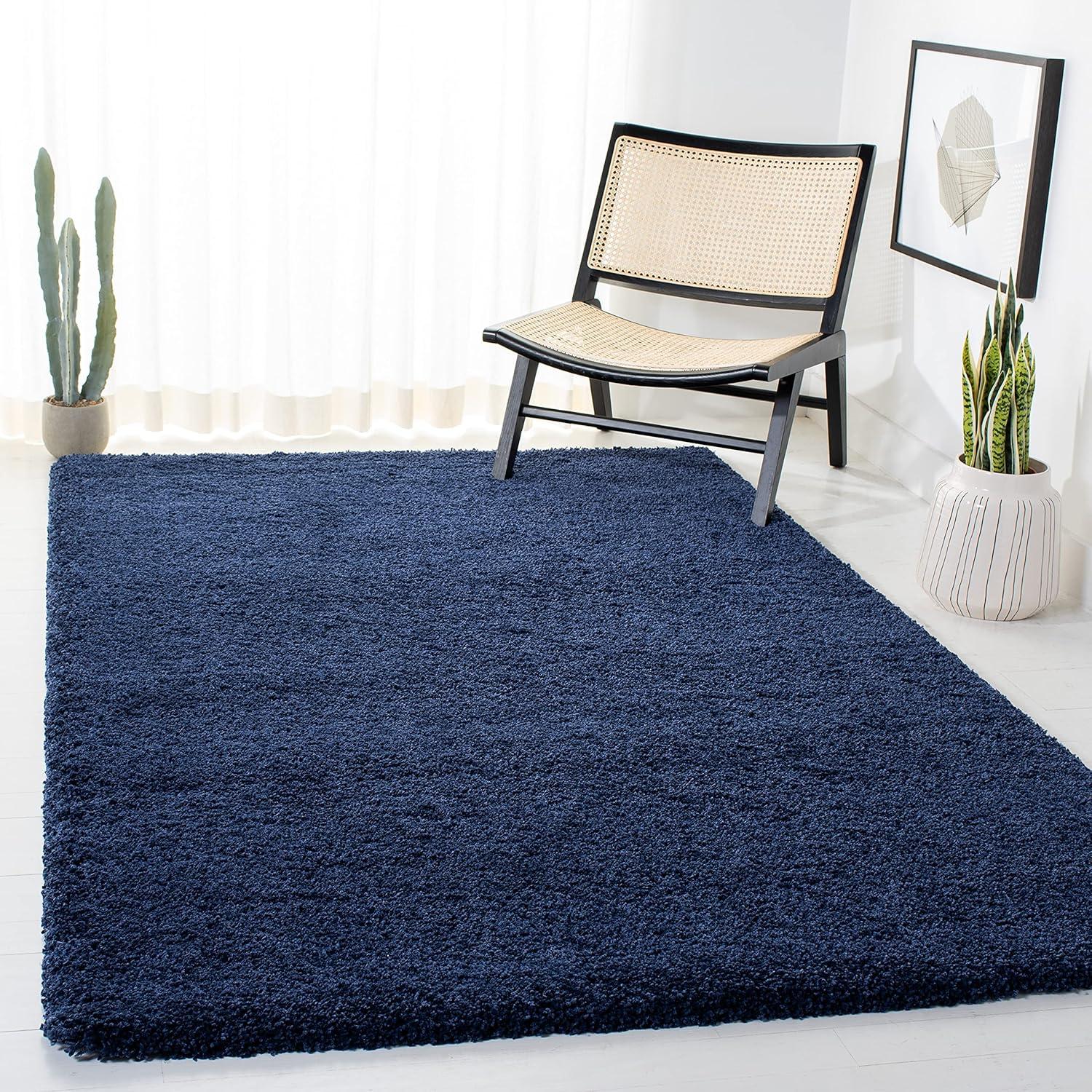 Milan Shag SG180 Power Loomed Indoor Area Rug - Navy - 5'1"x8' - Safavieh