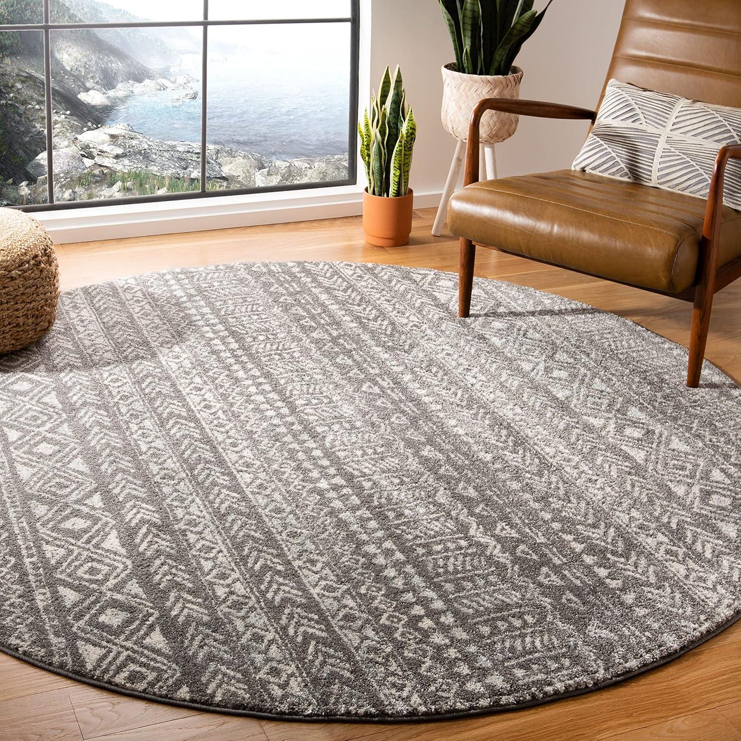Tulum TUL263 Power Loomed Indoor Accent Rug - Dark Grey/Ivory - 3'x5' - Safavieh